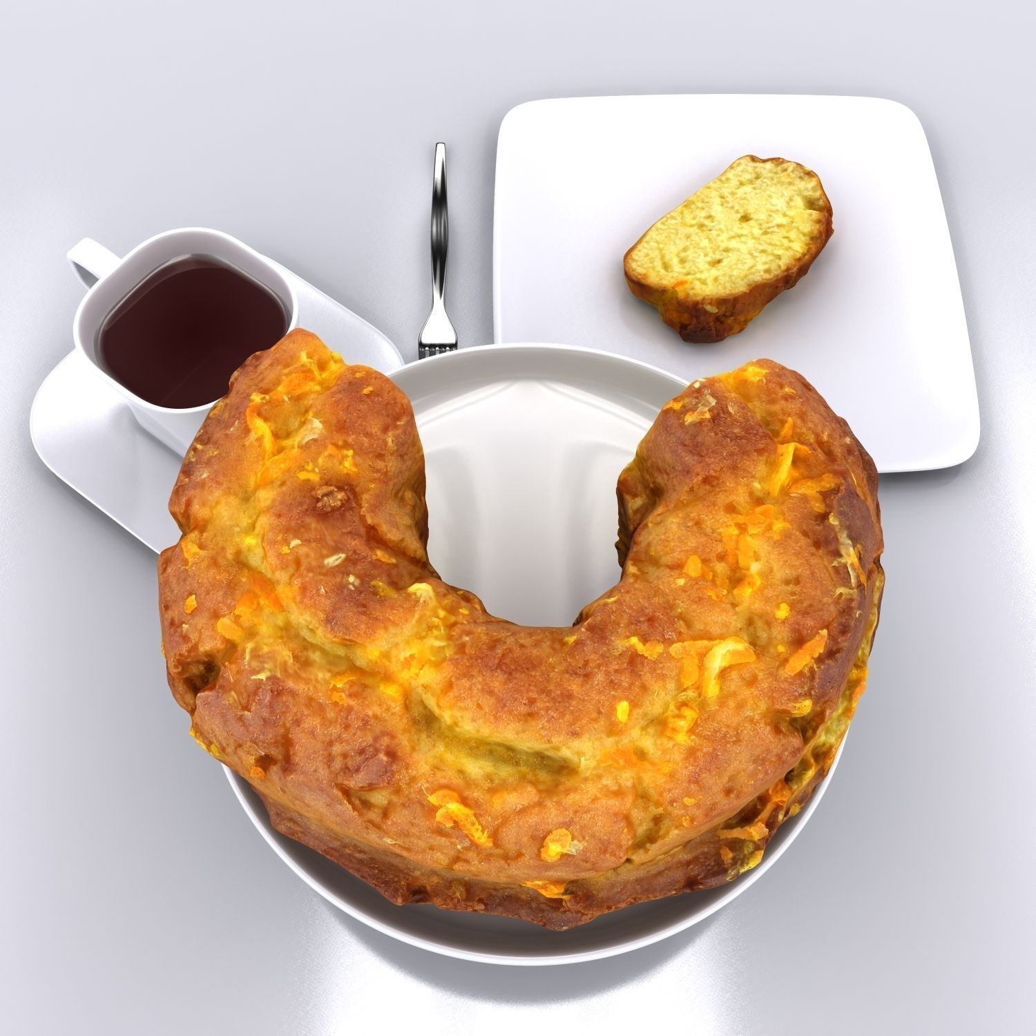 Sliced Homemade Orange Cake 3D model_6