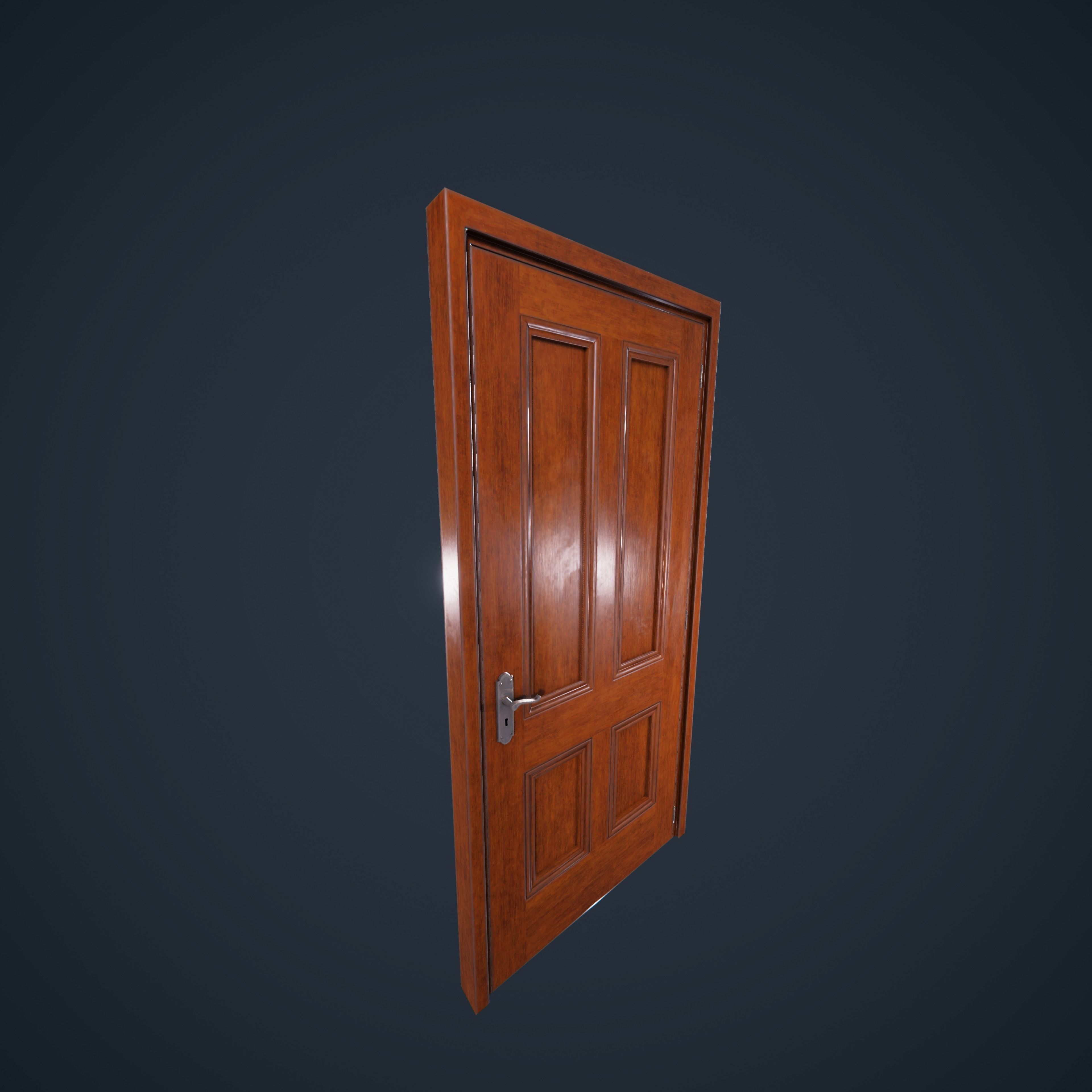 Door Wood M3 HDRP Low-poly 3D model_30