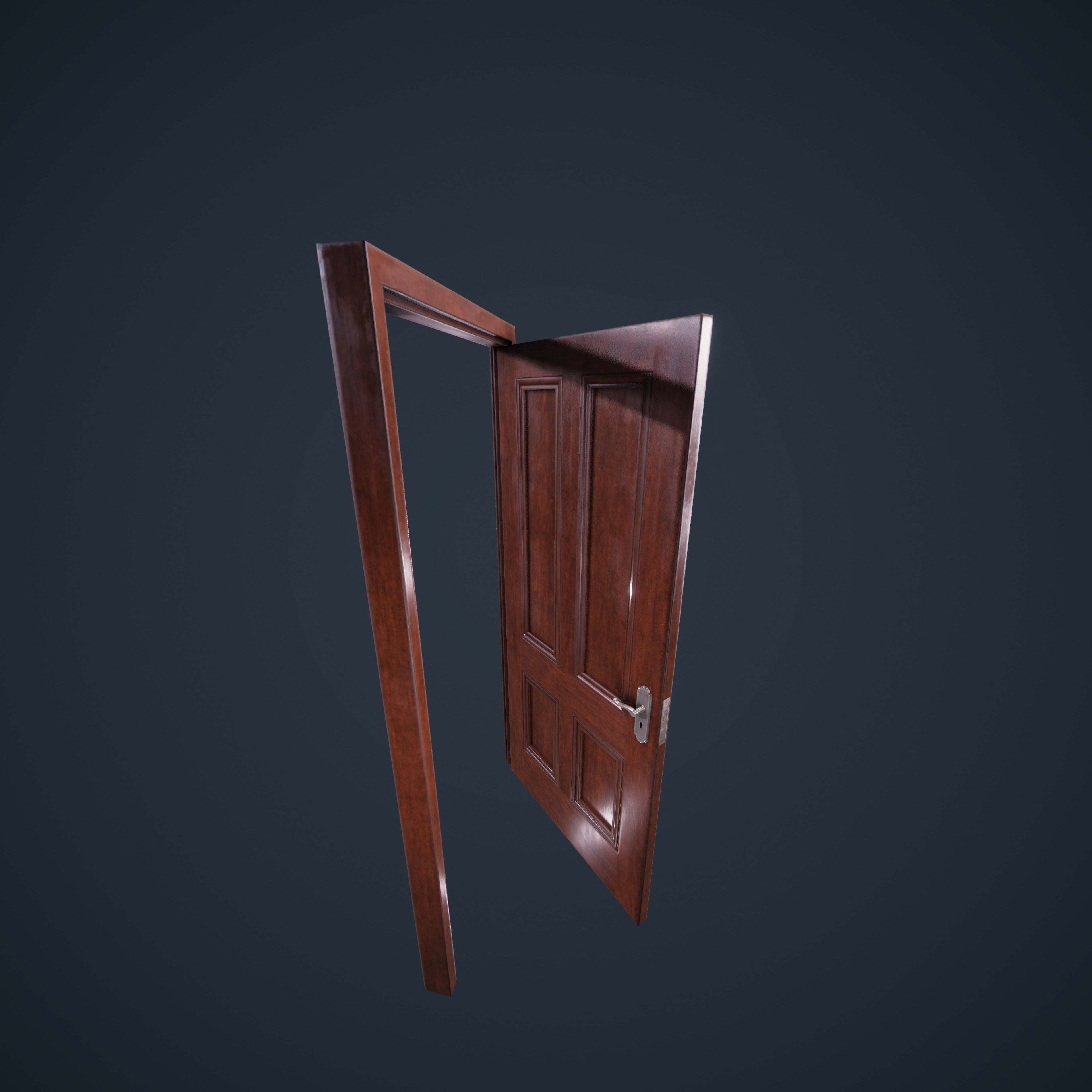 Door Wood M3 HDRP Low-poly 3D model_5