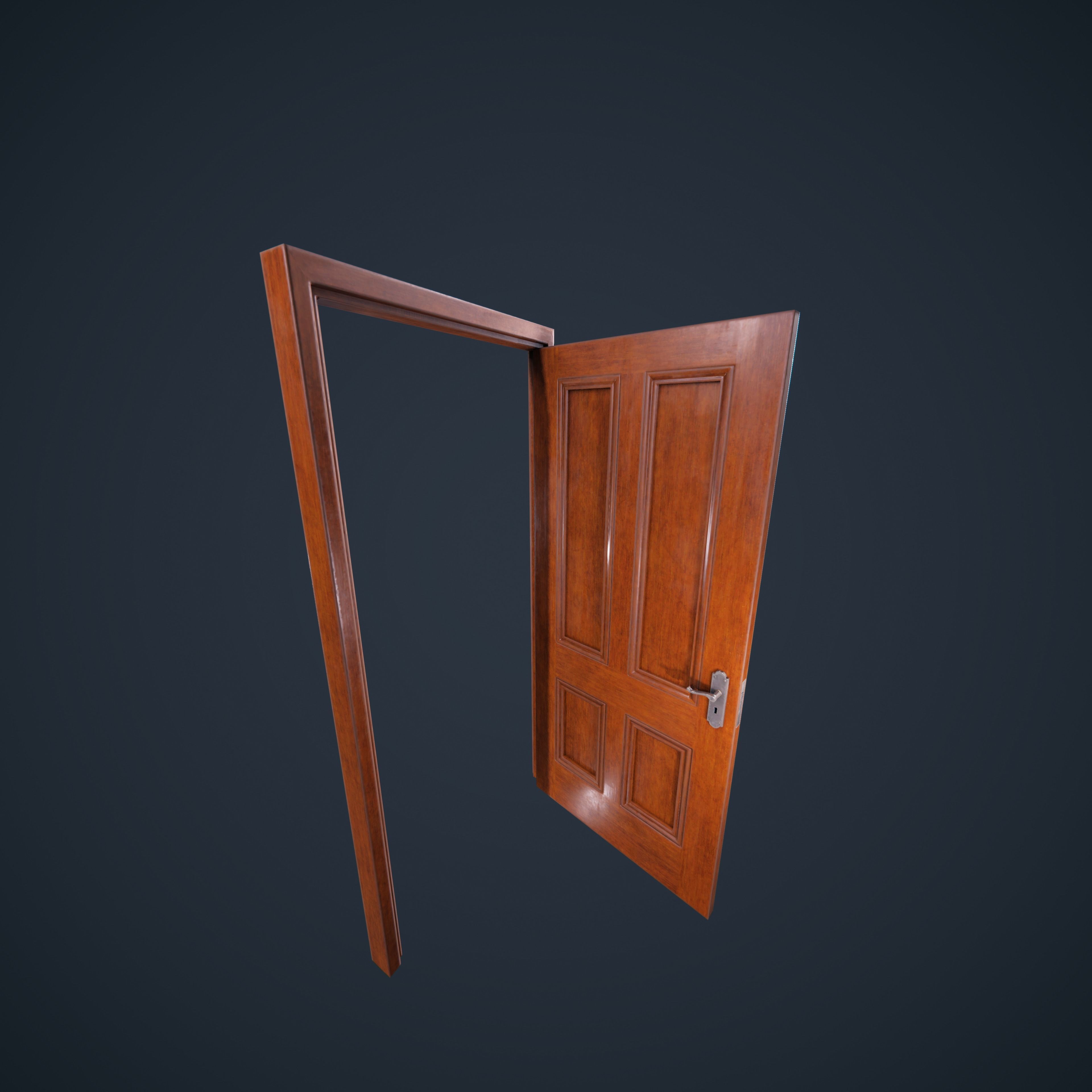 Door Wood M3 HDRP Low-poly 3D model_24