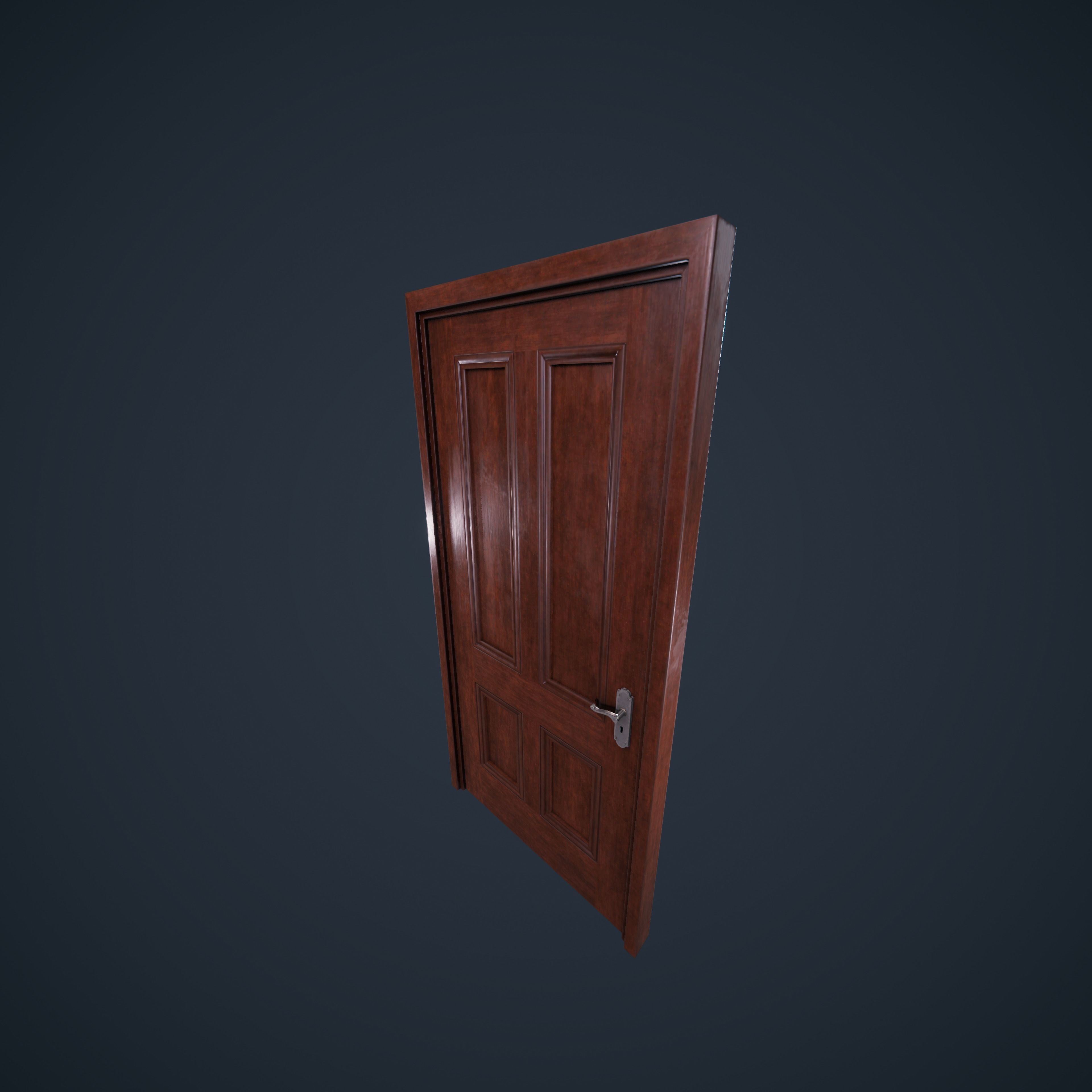 Door Wood M3 HDRP Low-poly 3D model_7