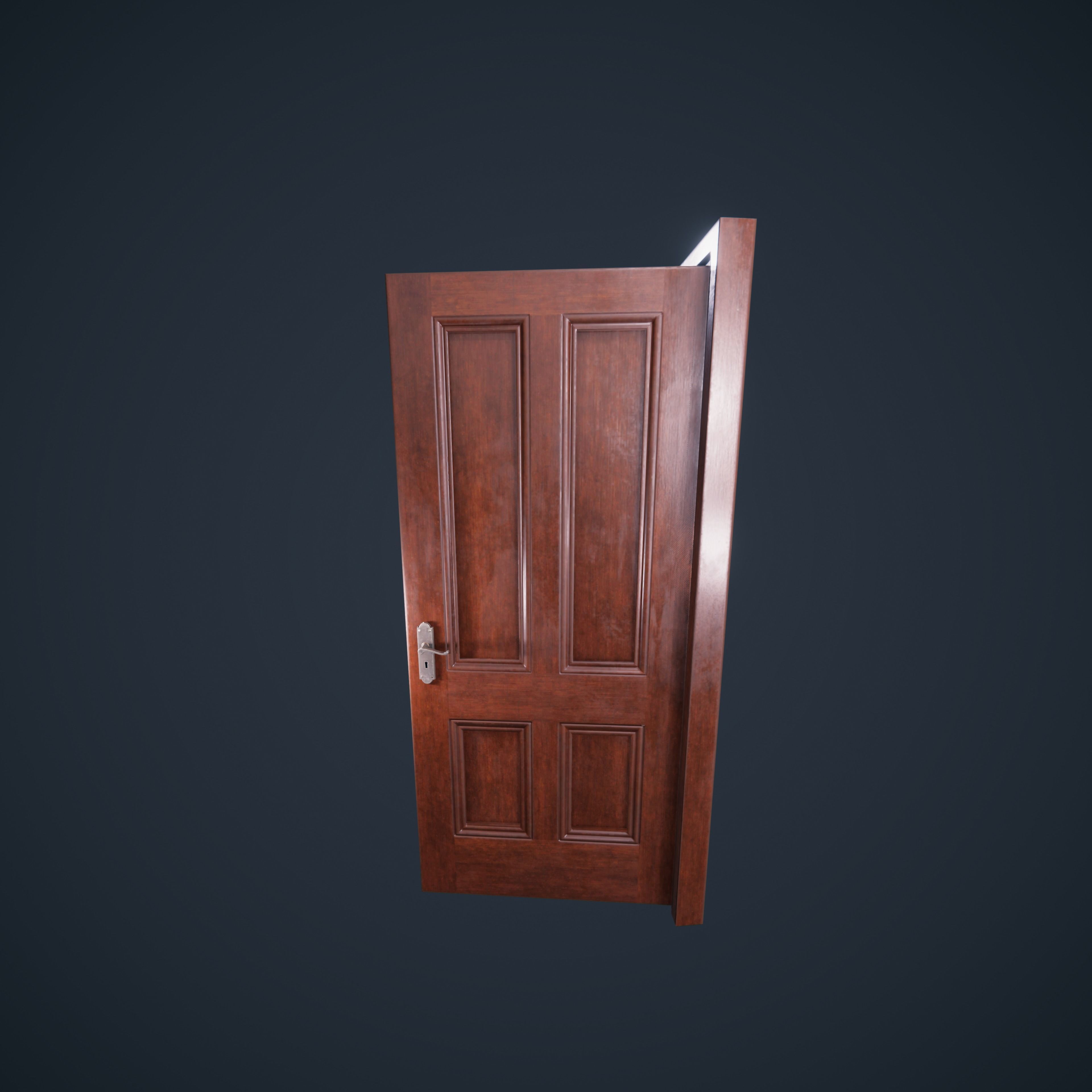 Door Wood M3 HDRP Low-poly 3D model_4