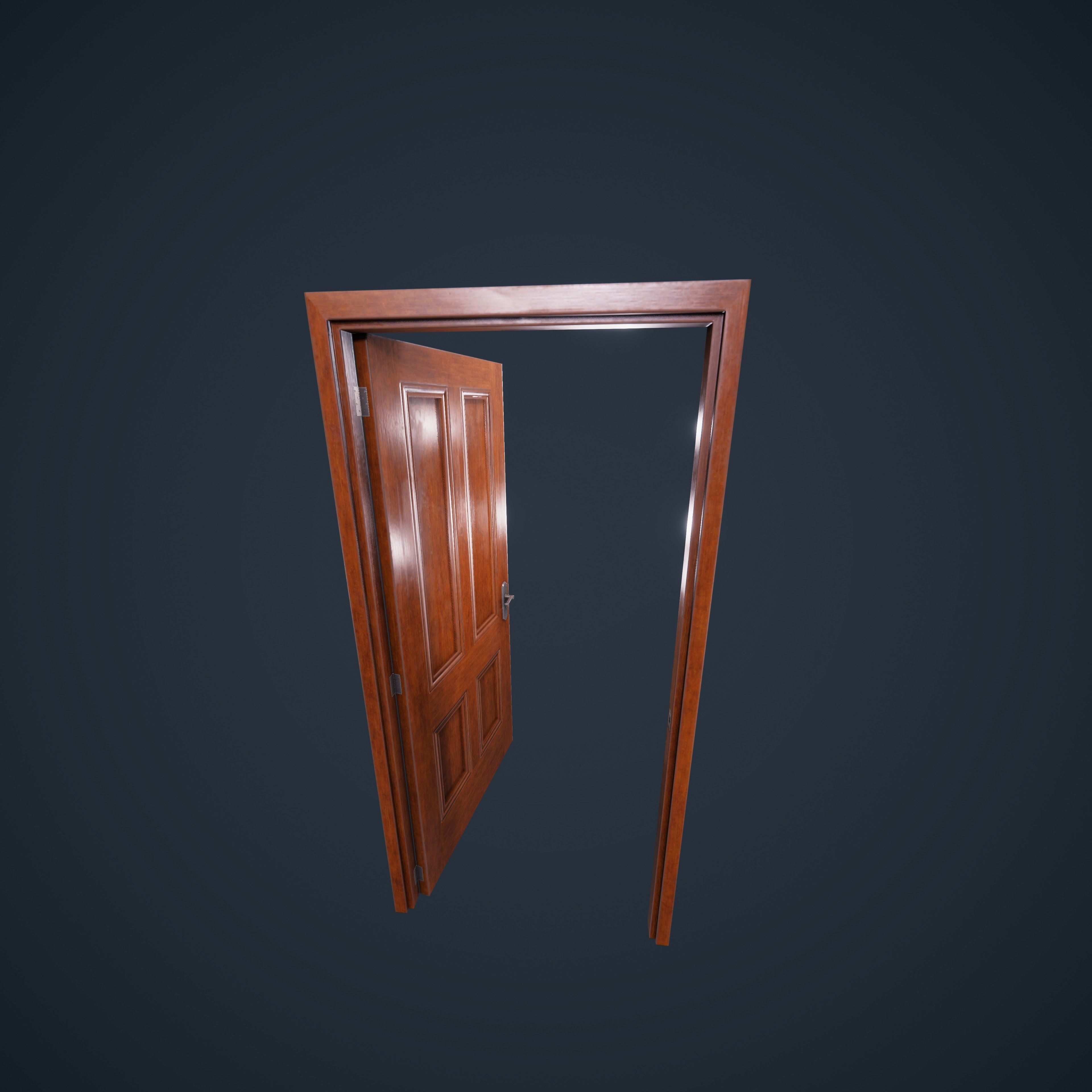 Door Wood M3 HDRP Low-poly 3D model_14