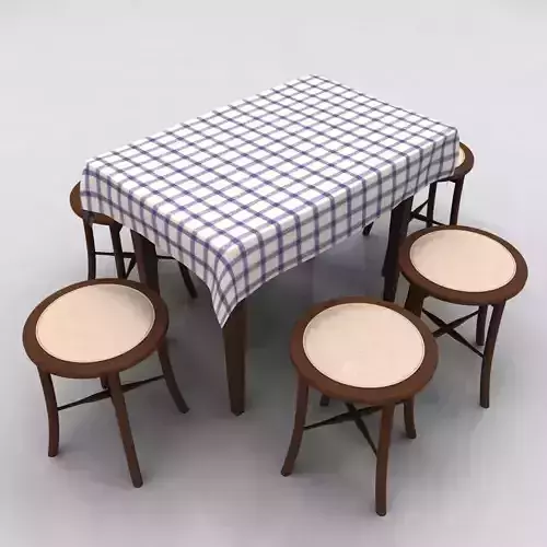 Table and Stool 3D model