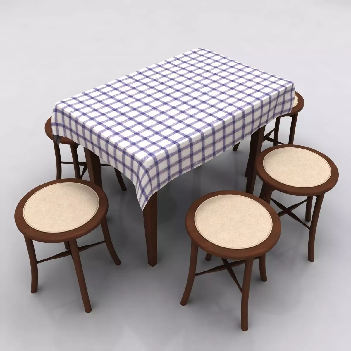 Table and Stool 3D model