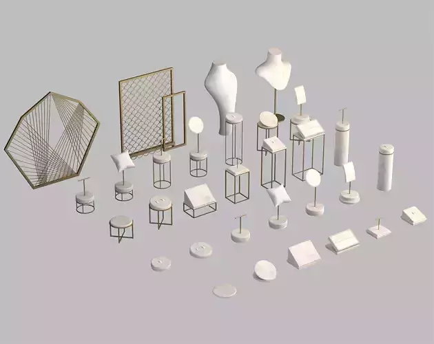 Monicadisplaystudio White Velvet Jewelry Stand Vol 13 3D model