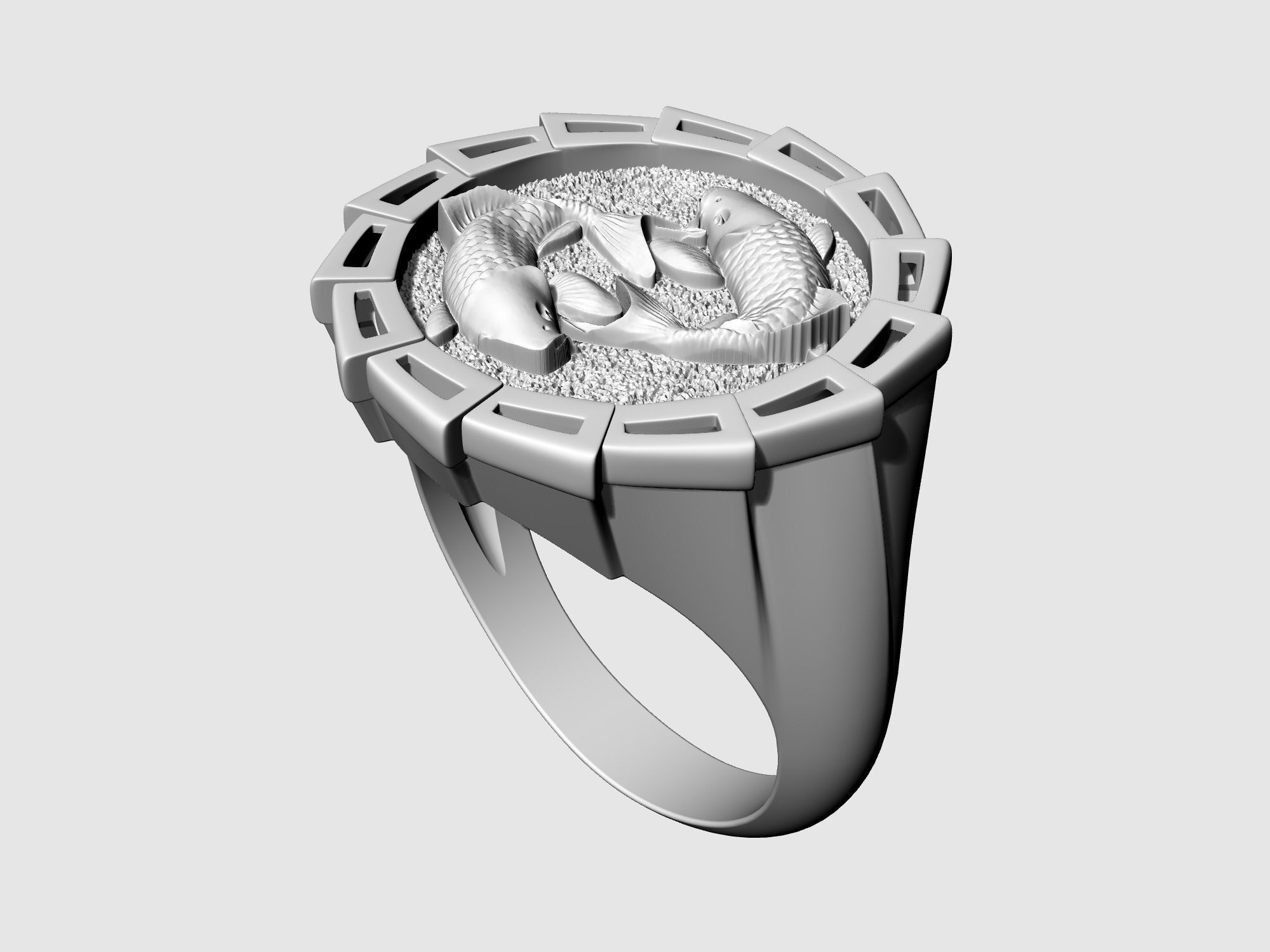 Yin Yang-Carp fishes Ring 3D print model_9