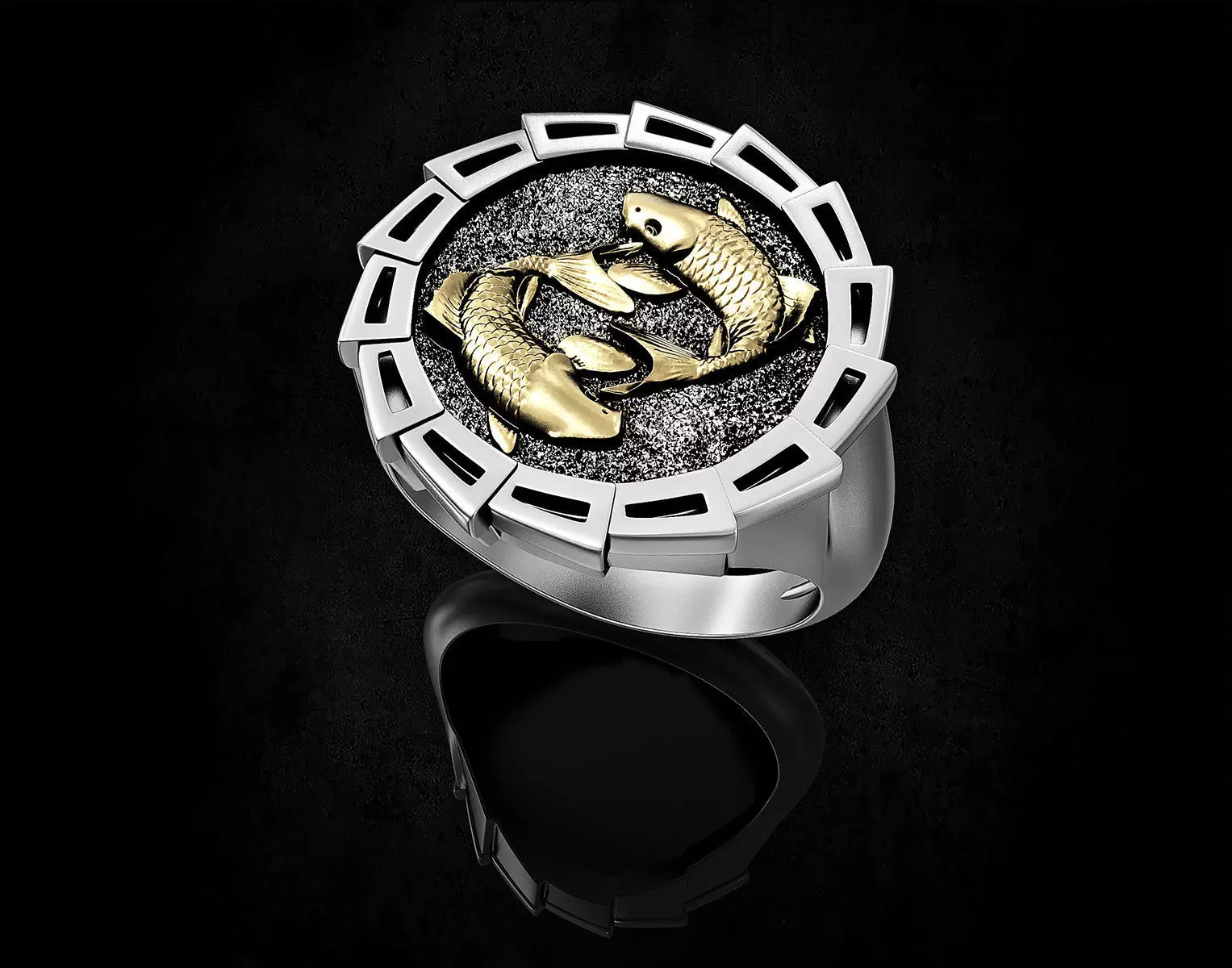 Yin Yang-Carp fishes Ring 3D print model_0