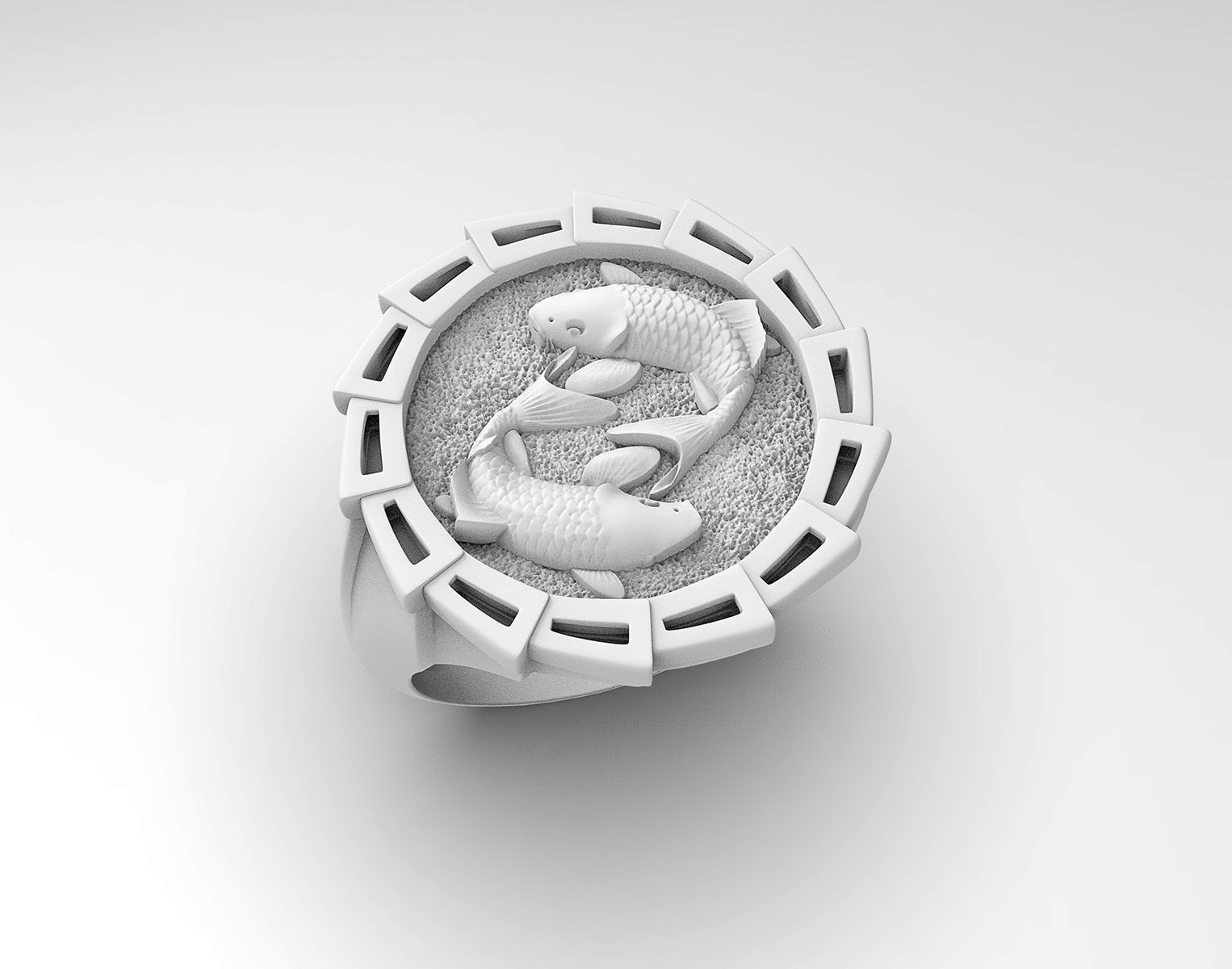 Yin Yang-Carp fishes Ring 3D print model_4