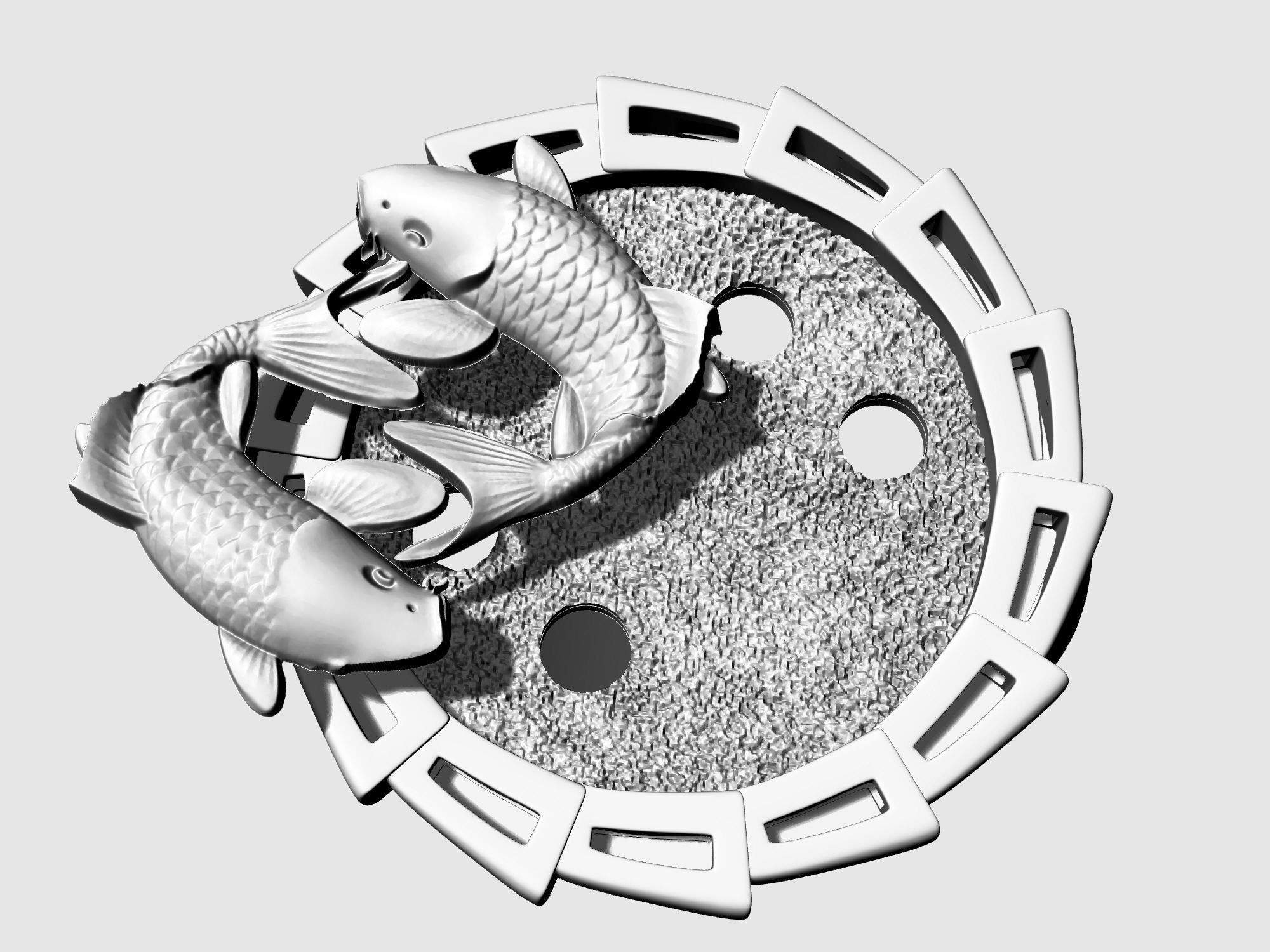Yin Yang-Carp fishes Ring 3D print model_12