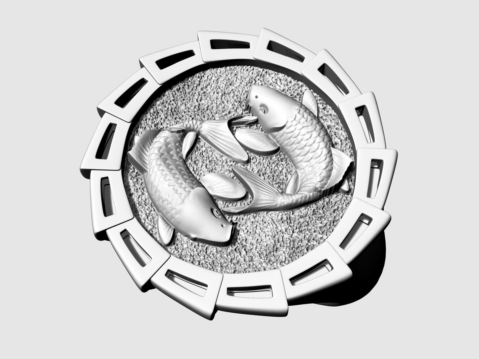 Yin Yang-Carp fishes Ring 3D print model_7