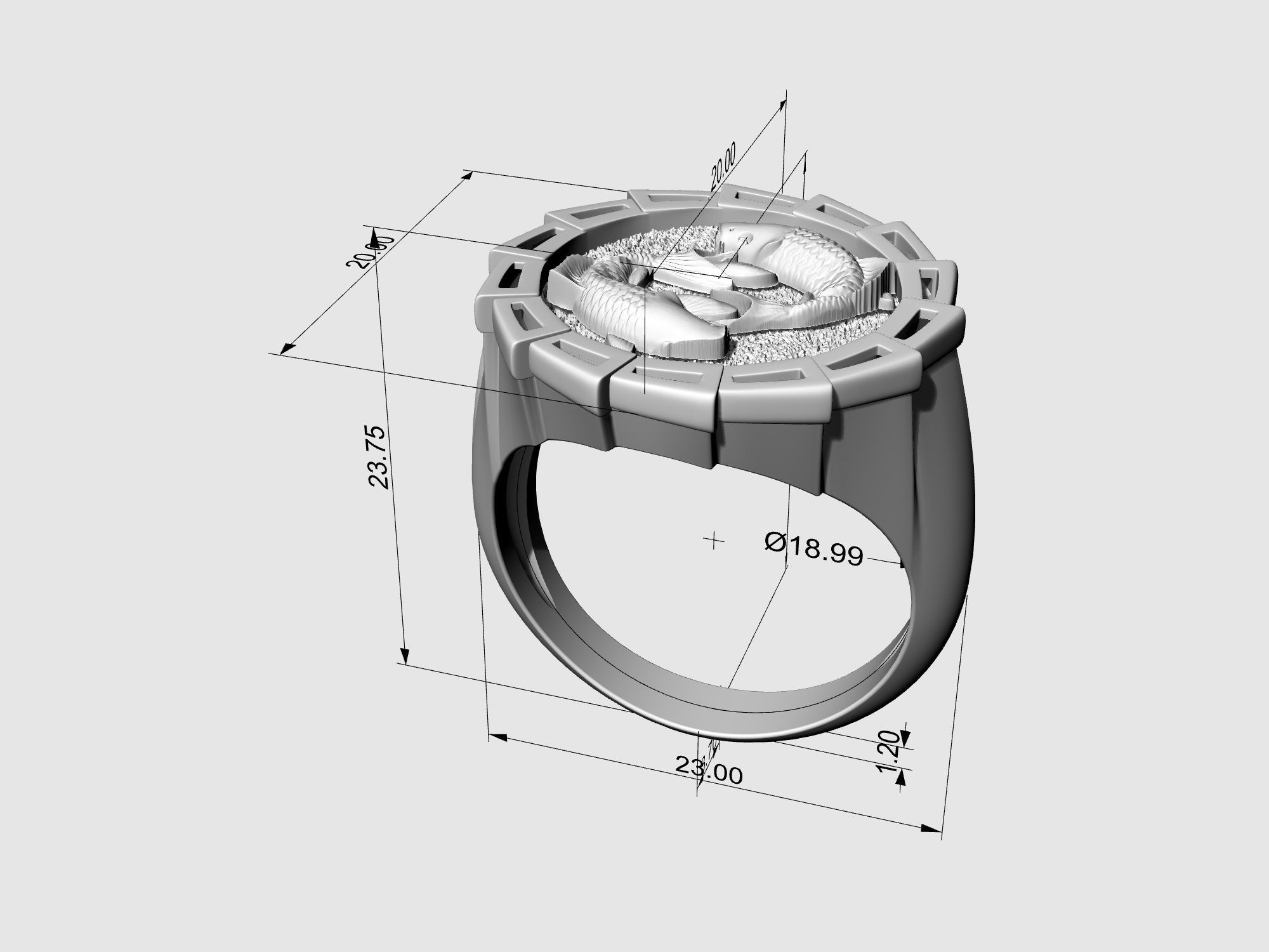 Yin Yang-Carp fishes Ring 3D print model_16
