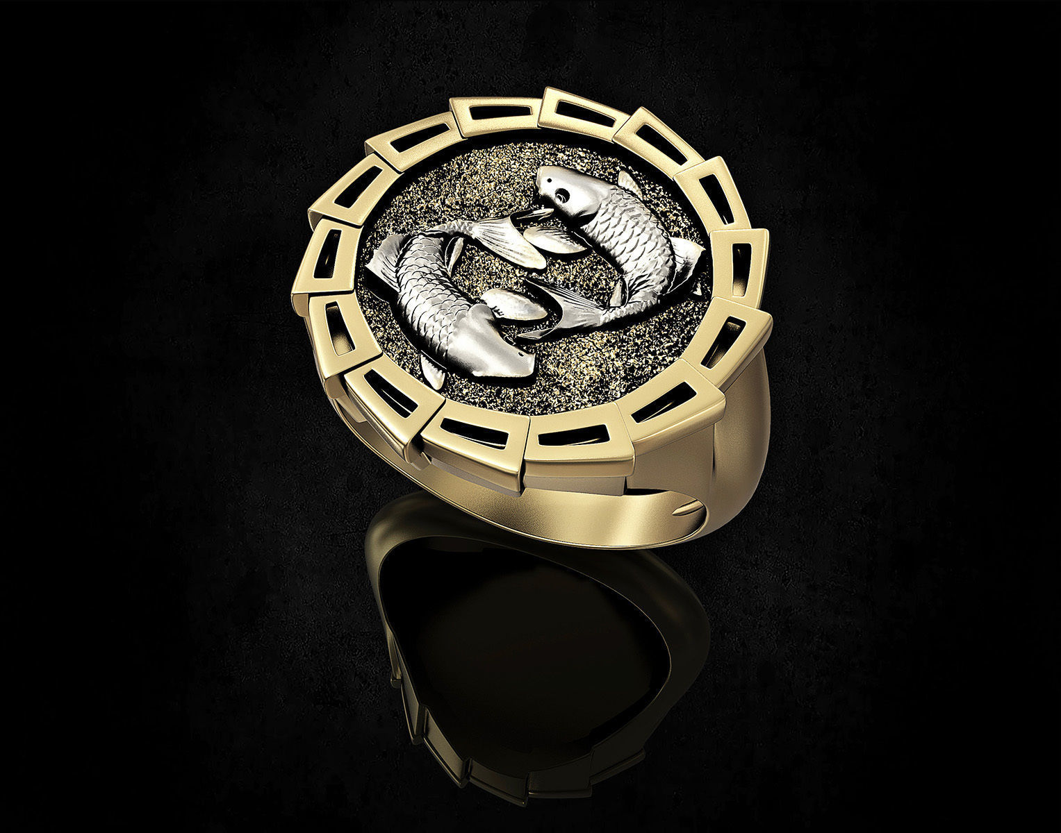 Yin Yang-Carp fishes Ring 3D print model_3