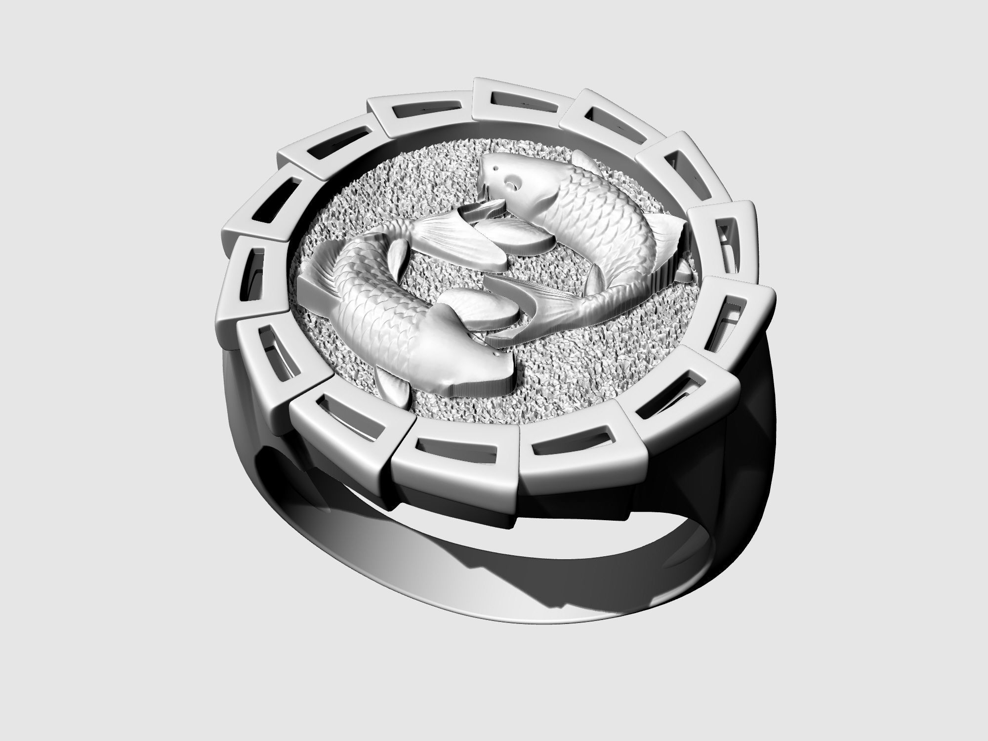 Yin Yang-Carp fishes Ring 3D print model_8