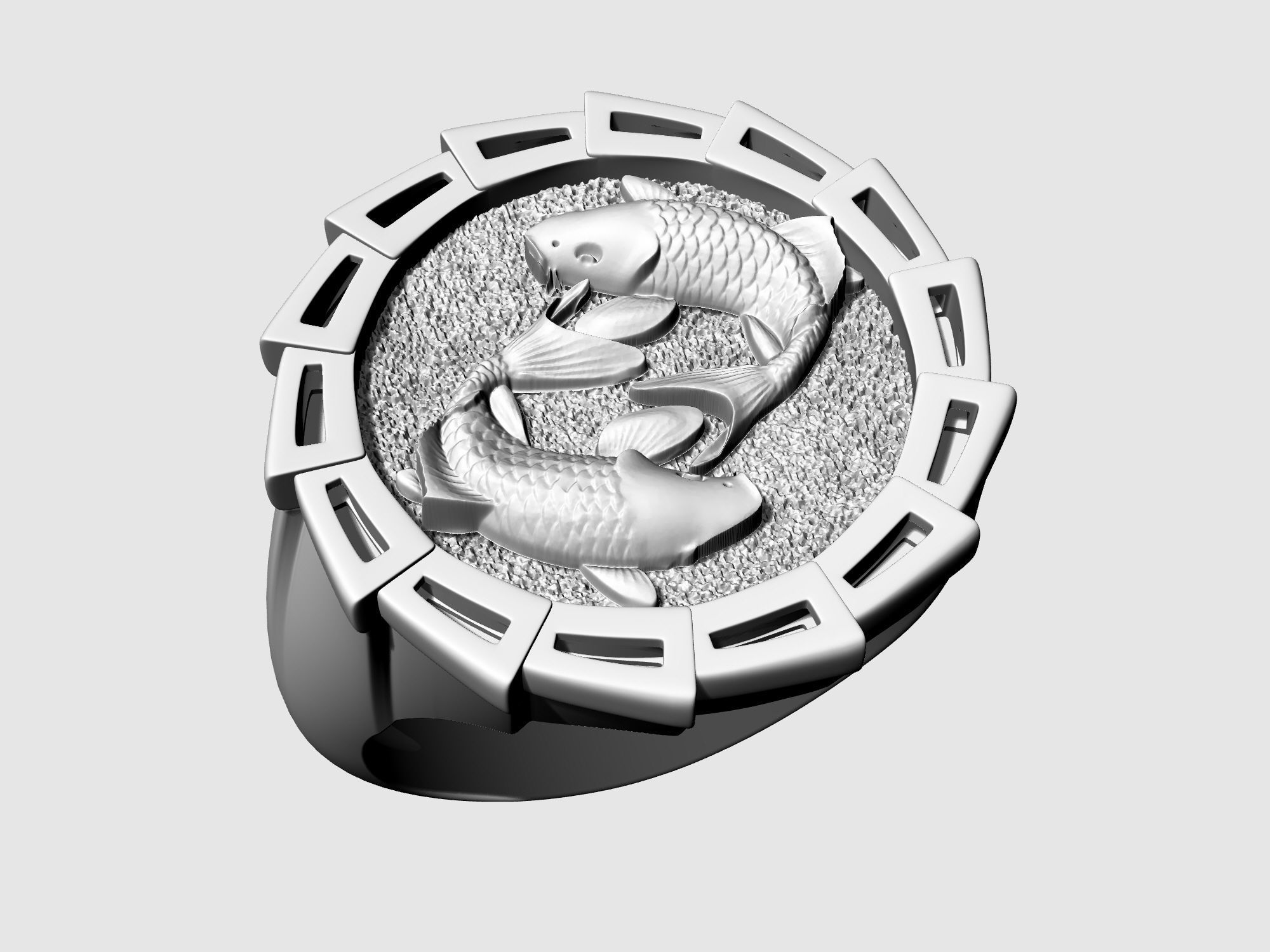 Yin Yang-Carp fishes Ring 3D print model_5