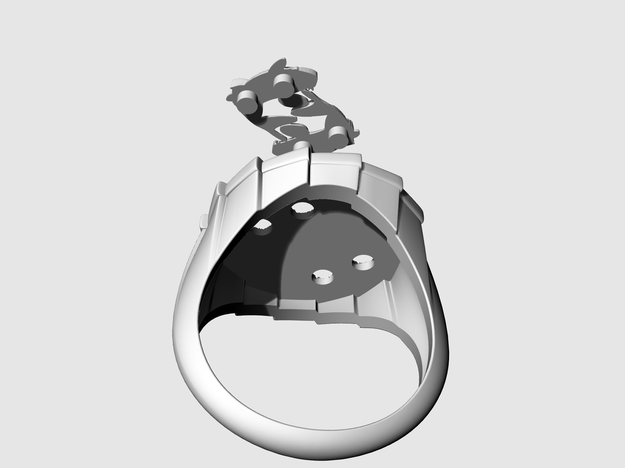 Yin Yang-Carp fishes Ring 3D print model_13