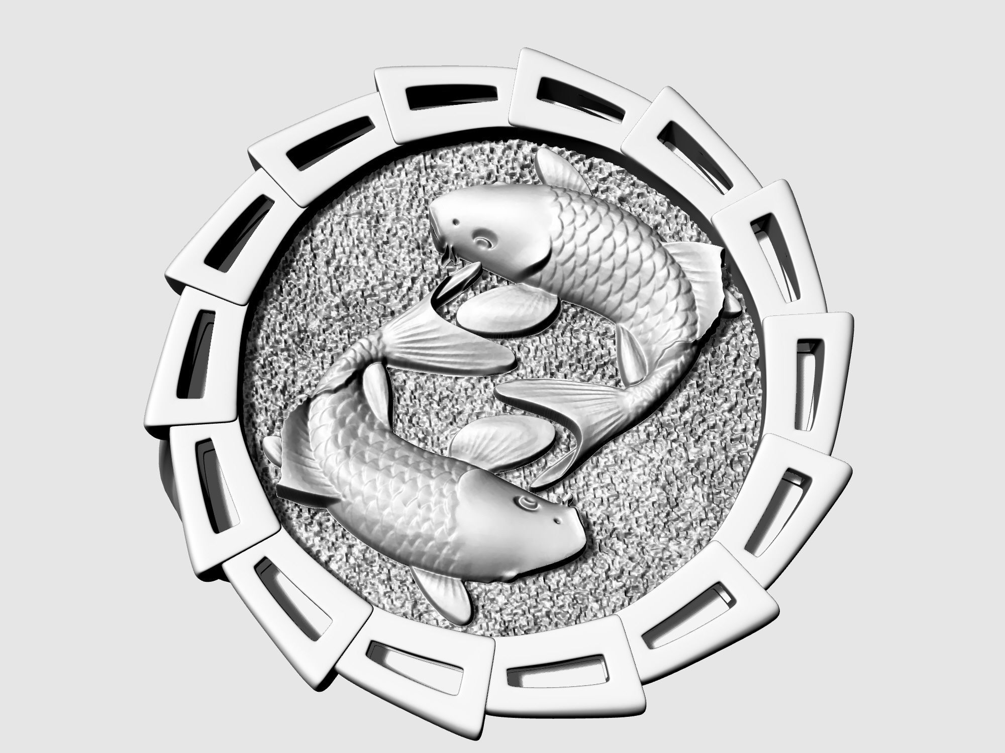 Yin Yang-Carp fishes Ring 3D print model_6