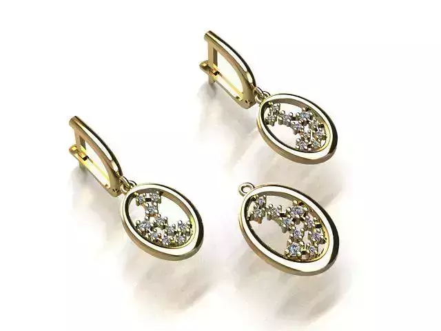 earrings and pendant