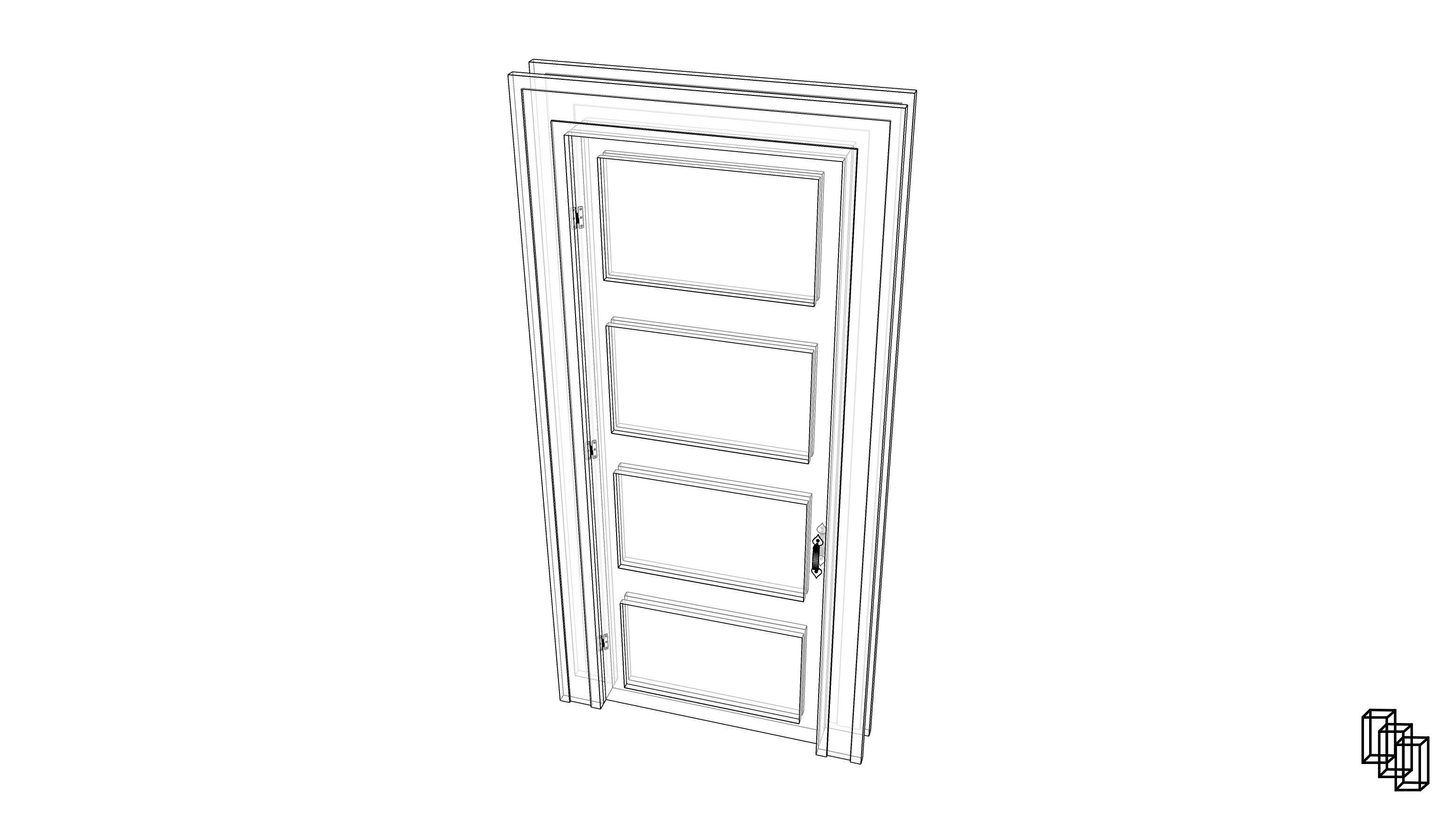 Door with trim 3D model_8