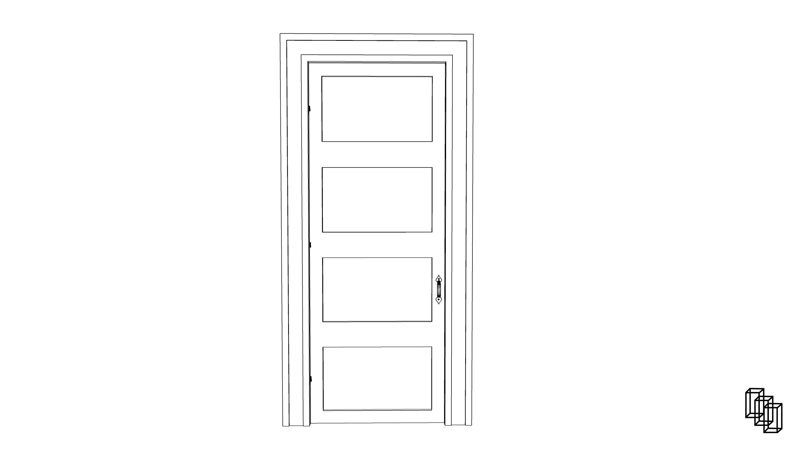 Door with trim 3D model_4
