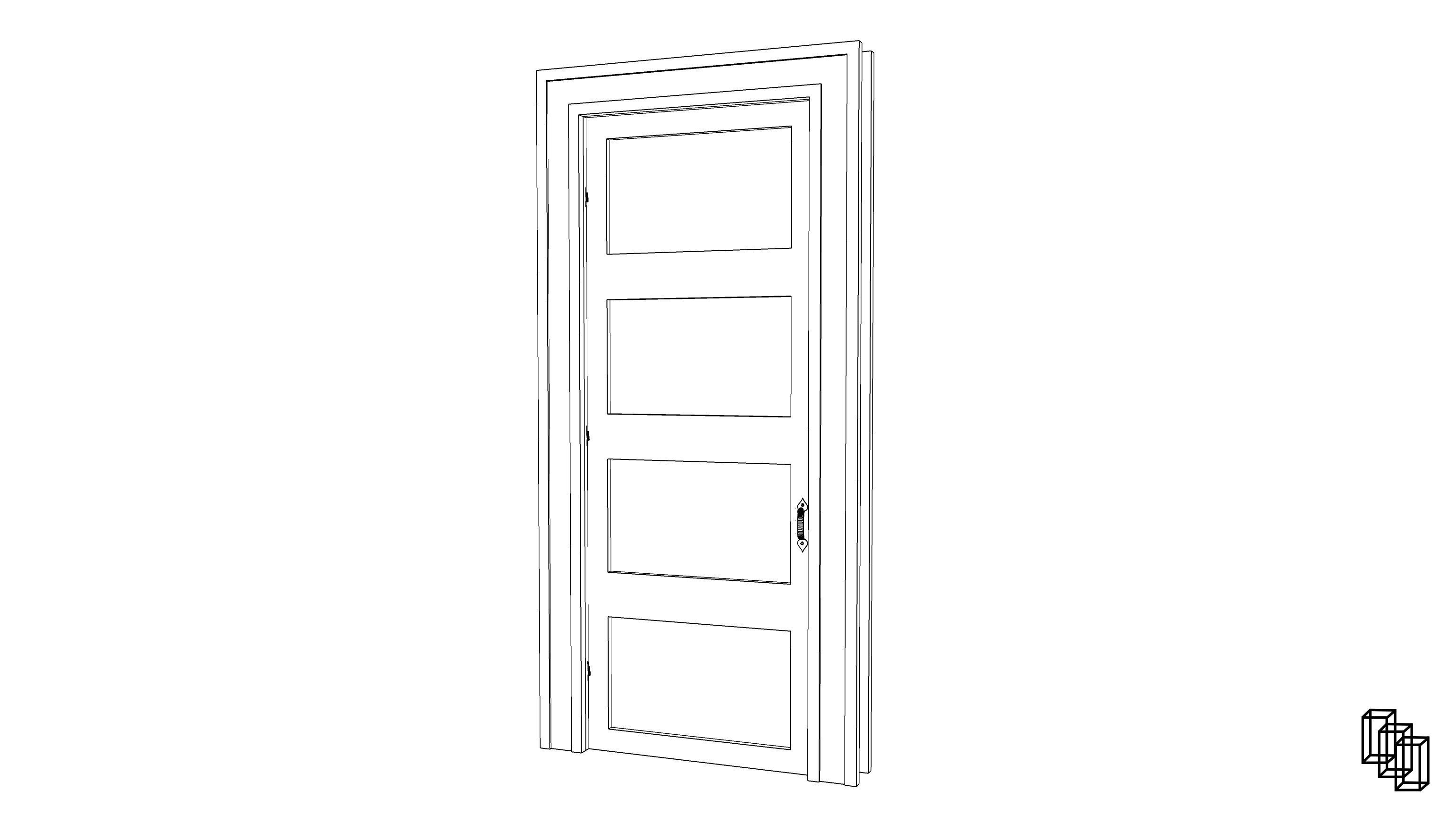 Door with trim 3D model_6