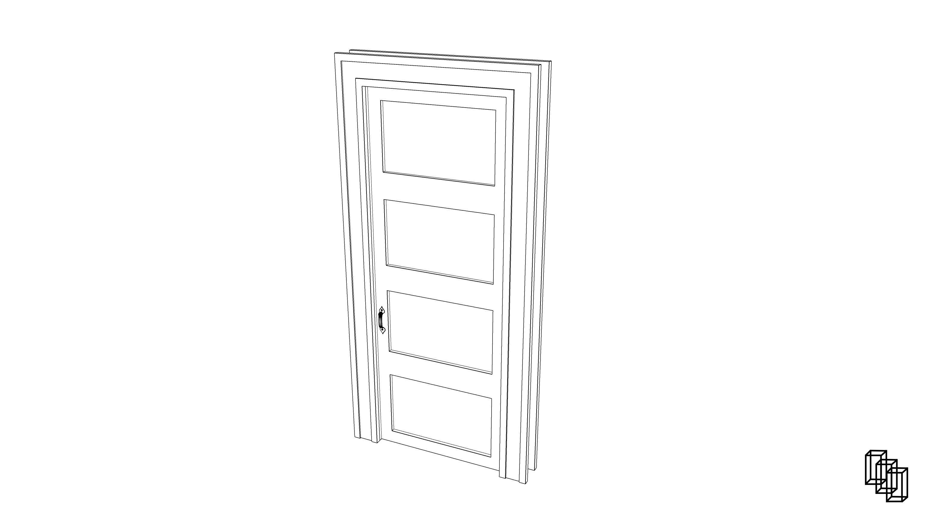 Door with trim 3D model_5