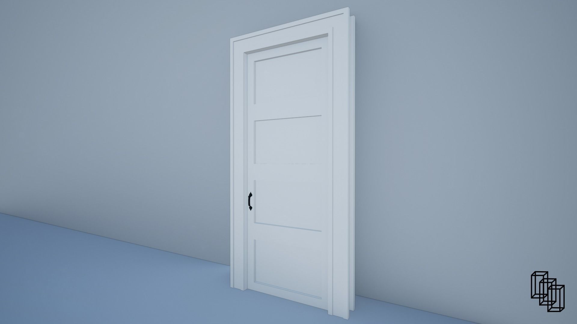 Door with trim 3D model_3