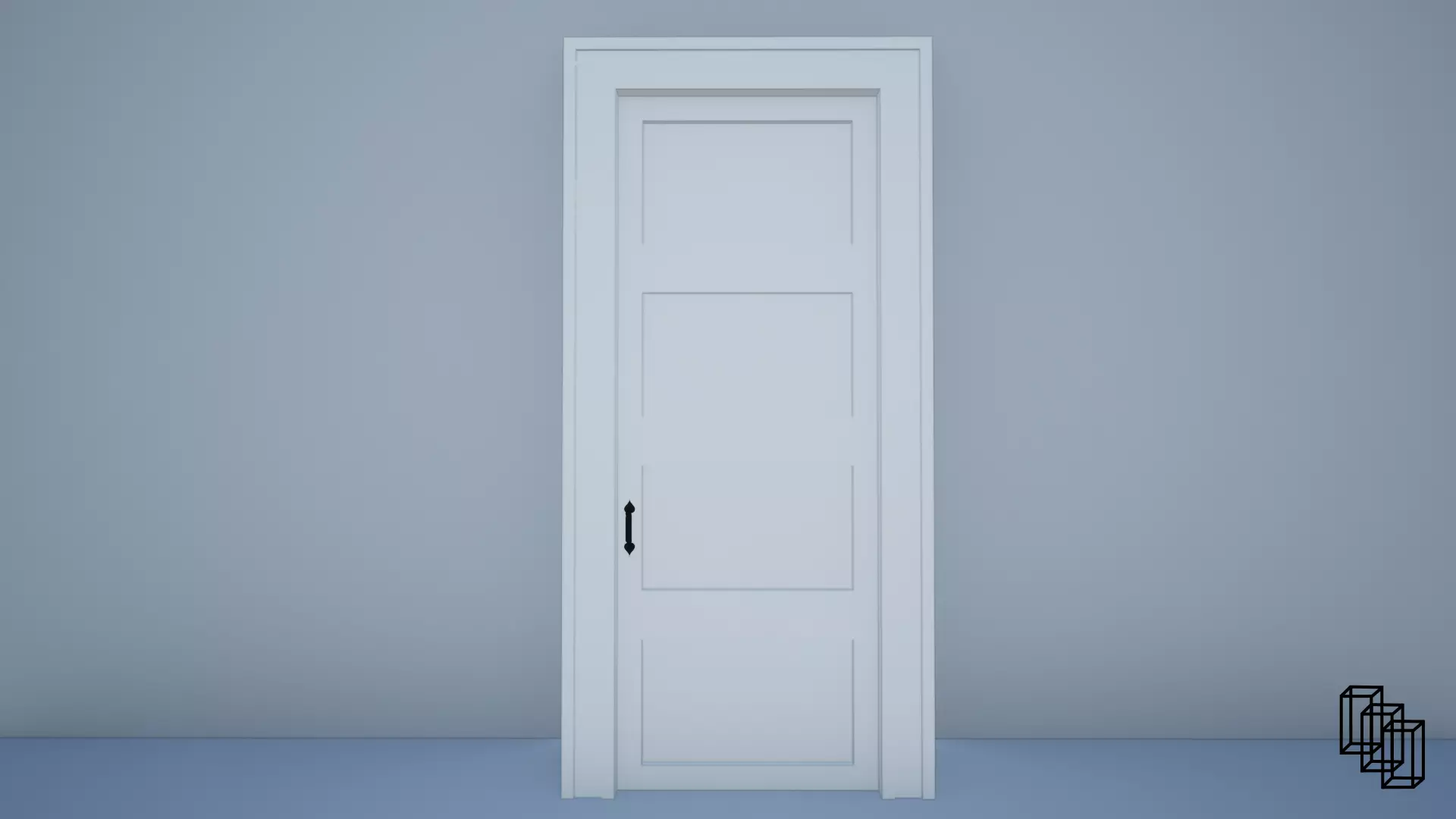 Door with trim 3D model_0