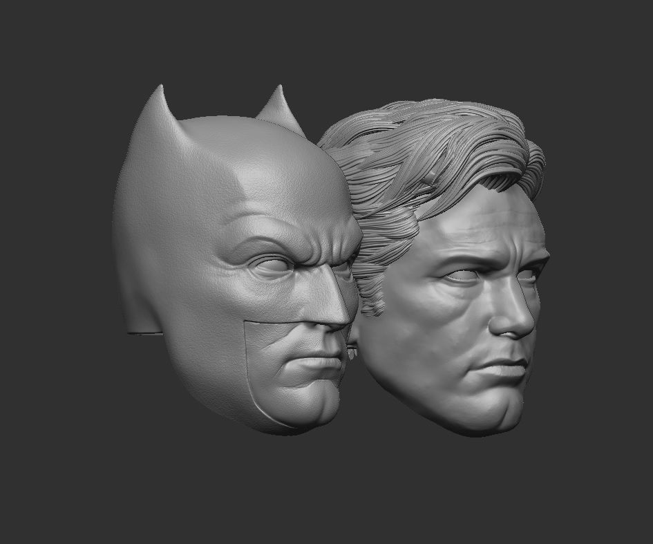 JL Masked and Unmasked Batman - Headsculpt for Action Figures 3D print model_1