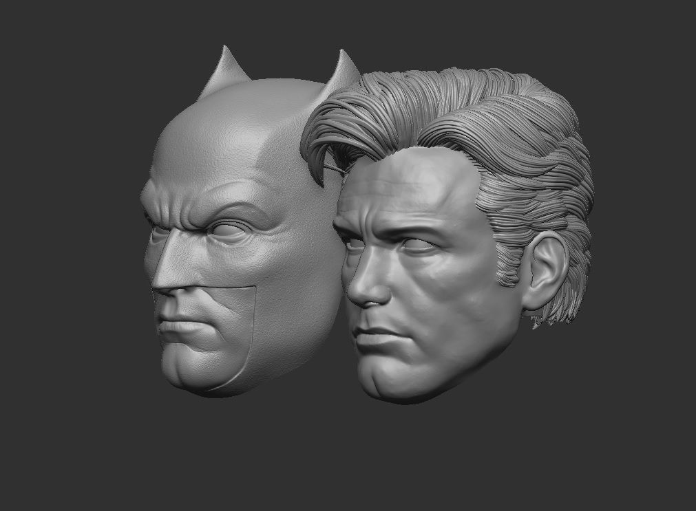 JL Masked and Unmasked Batman - Headsculpt for Action Figures 3D print model_2