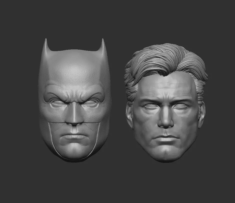 JL Masked and Unmasked Batman - Headsculpt for Action Figures 3D print model_0