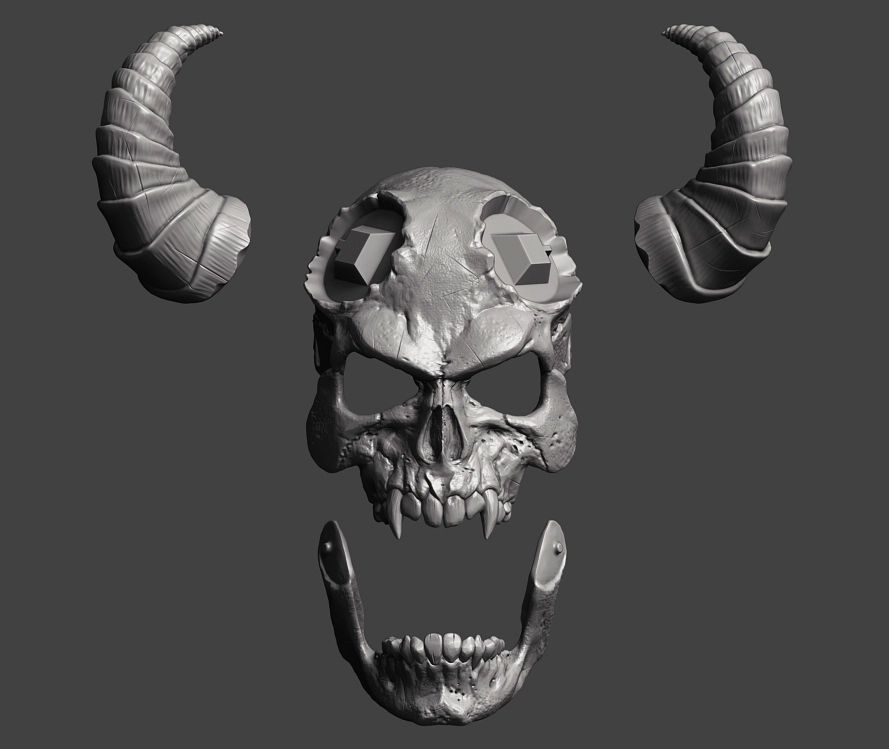 Demon Scull Mask - mobile jaw 3D print model_9
