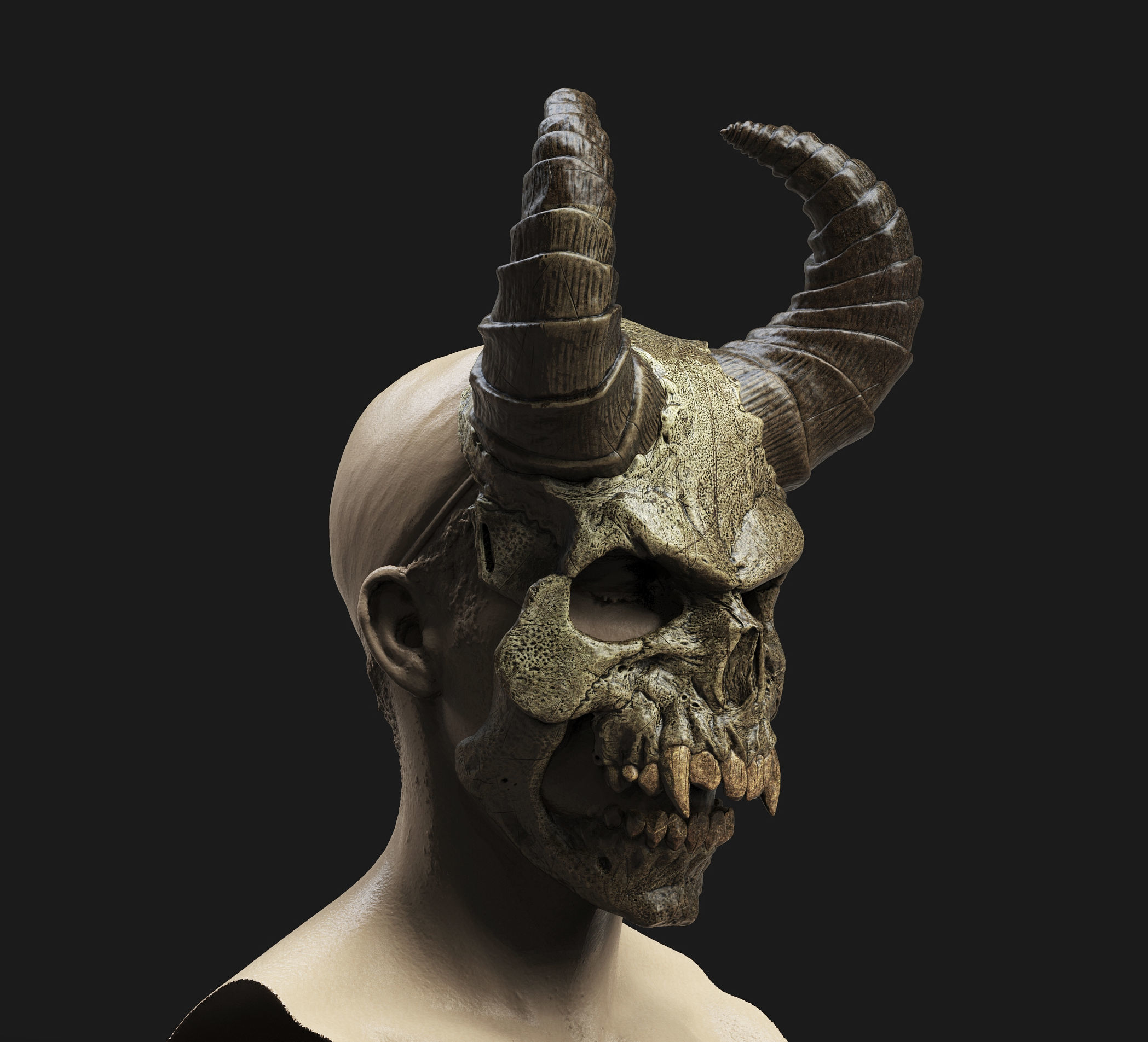 Demon Scull Mask - mobile jaw 3D print model_4