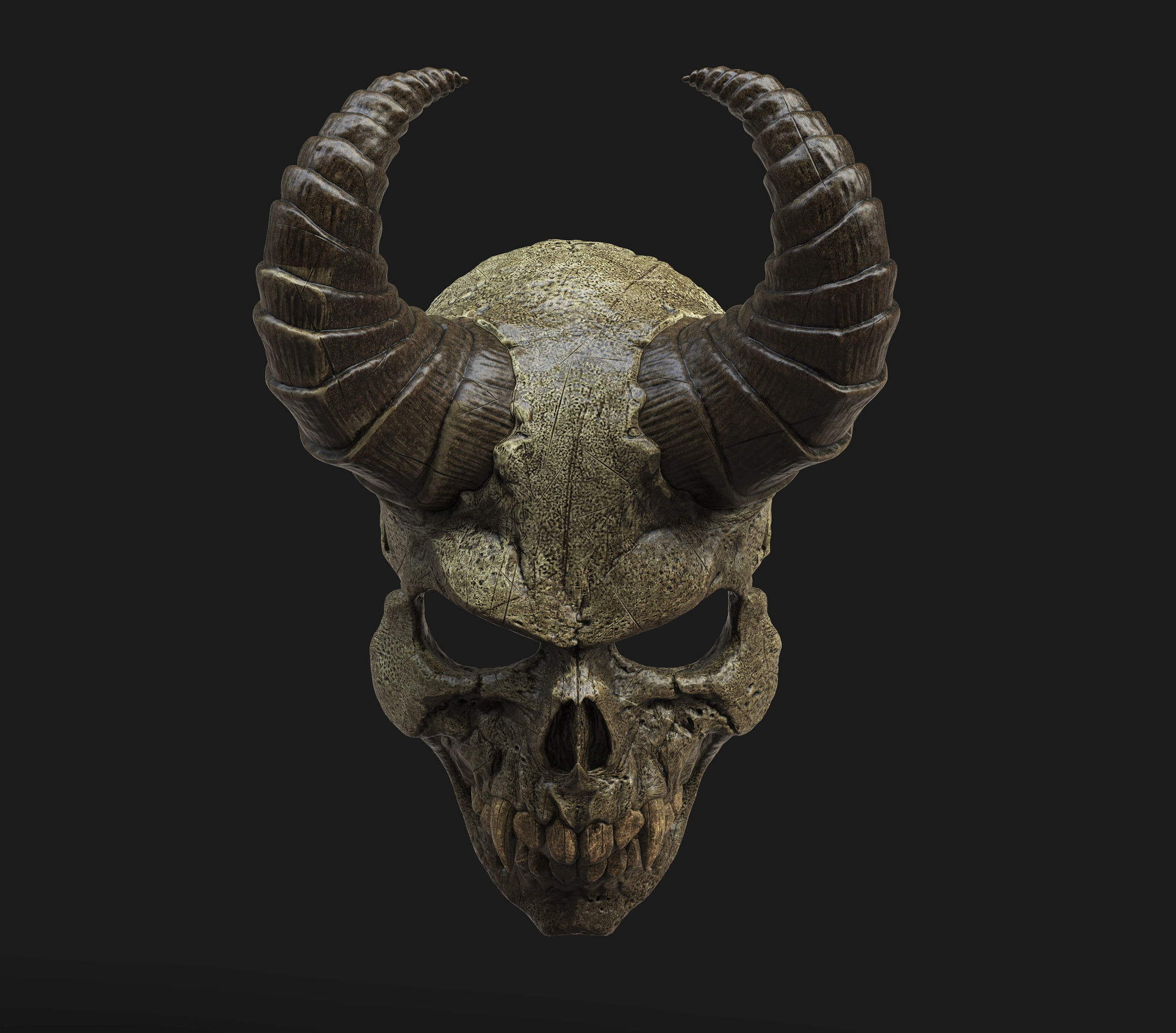 Demon Scull Mask - mobile jaw 3D print model_1