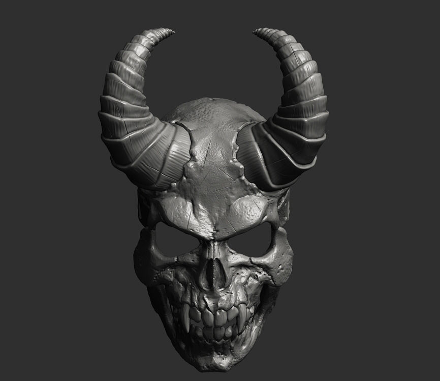 Demon Scull Mask - mobile jaw 3D print model_5