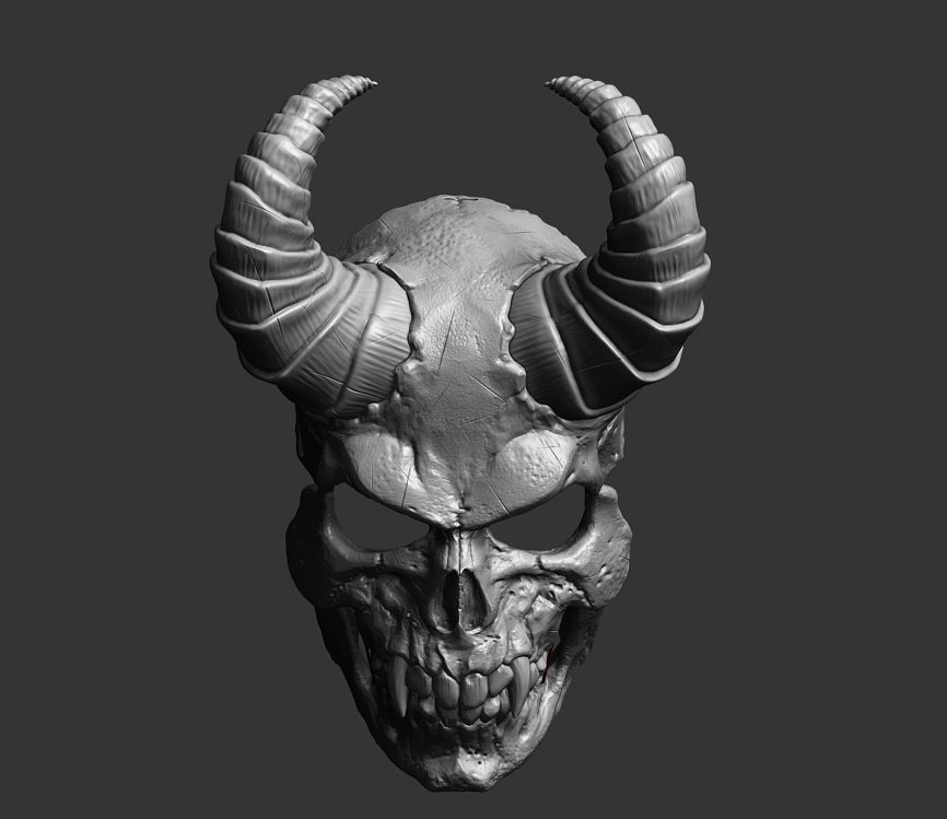 Demon Scull Mask - mobile jaw 3D print model_6