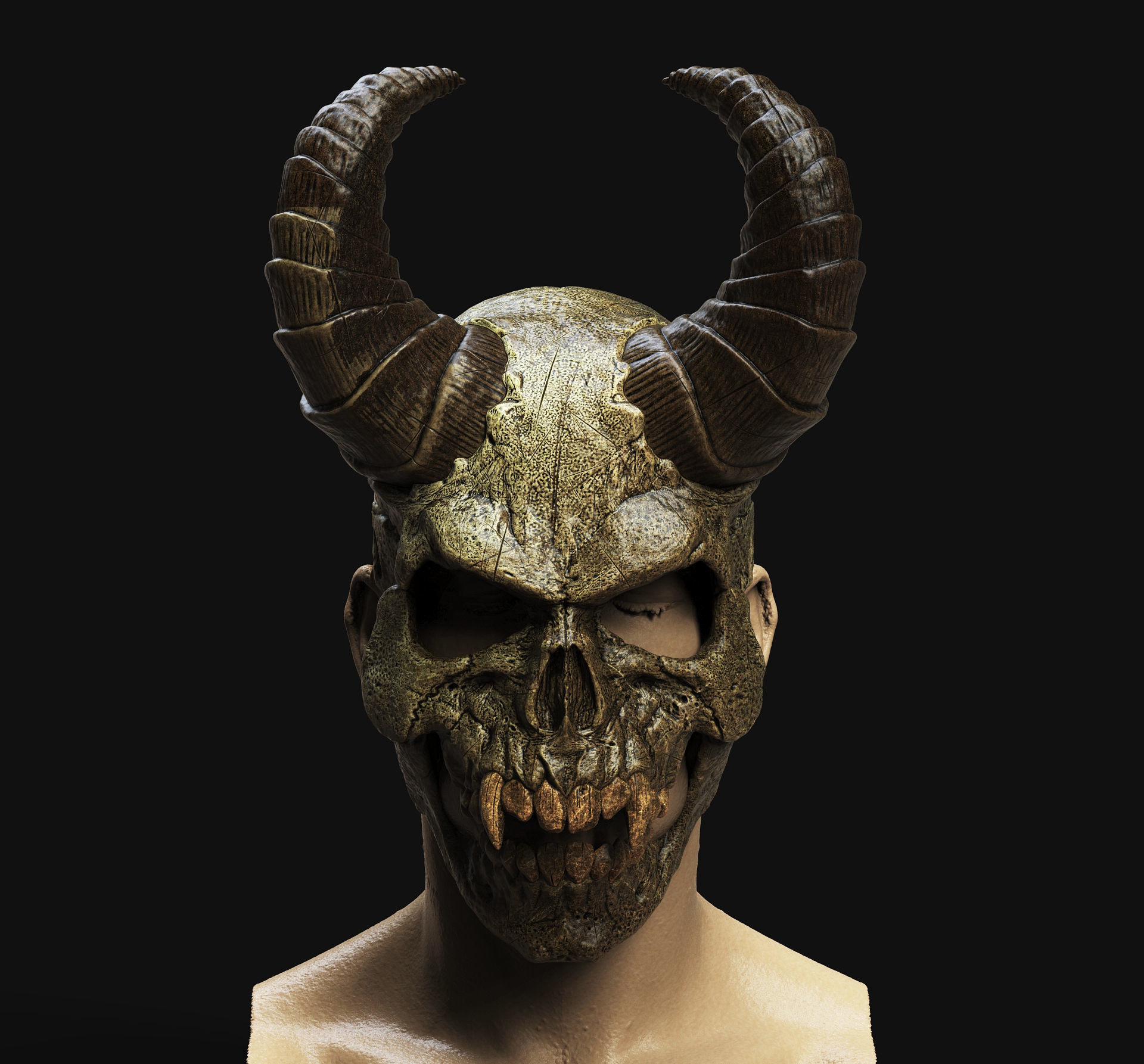Demon Scull Mask - mobile jaw 3D print model_2