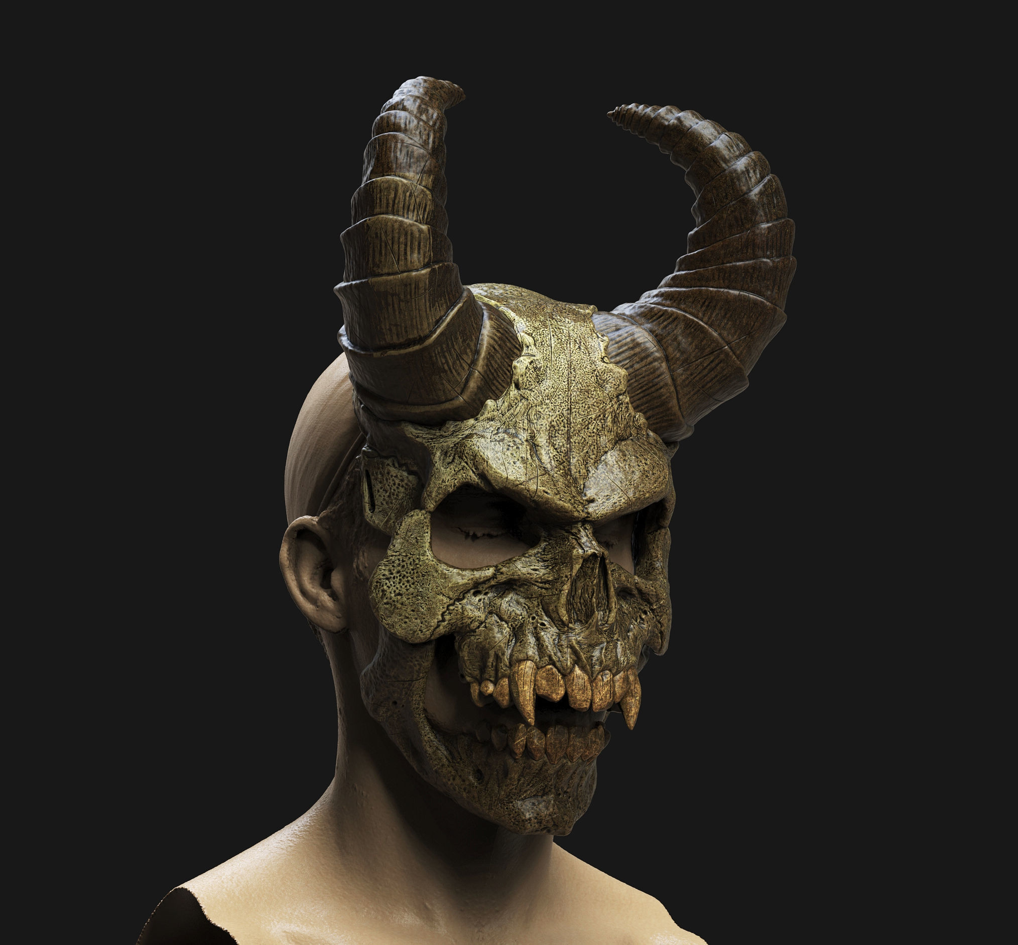 Demon Scull Mask - mobile jaw 3D print model_3