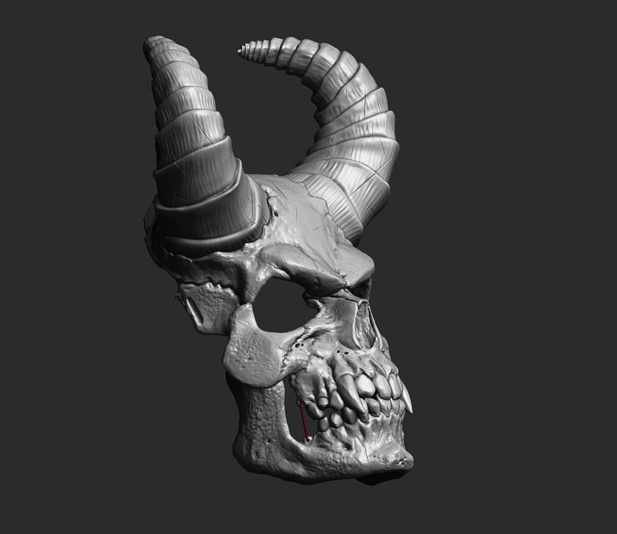Demon Scull Mask - mobile jaw 3D print model_13