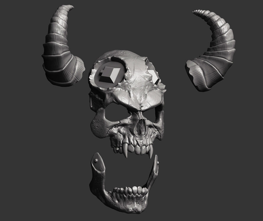 Demon Scull Mask - mobile jaw 3D print model_10