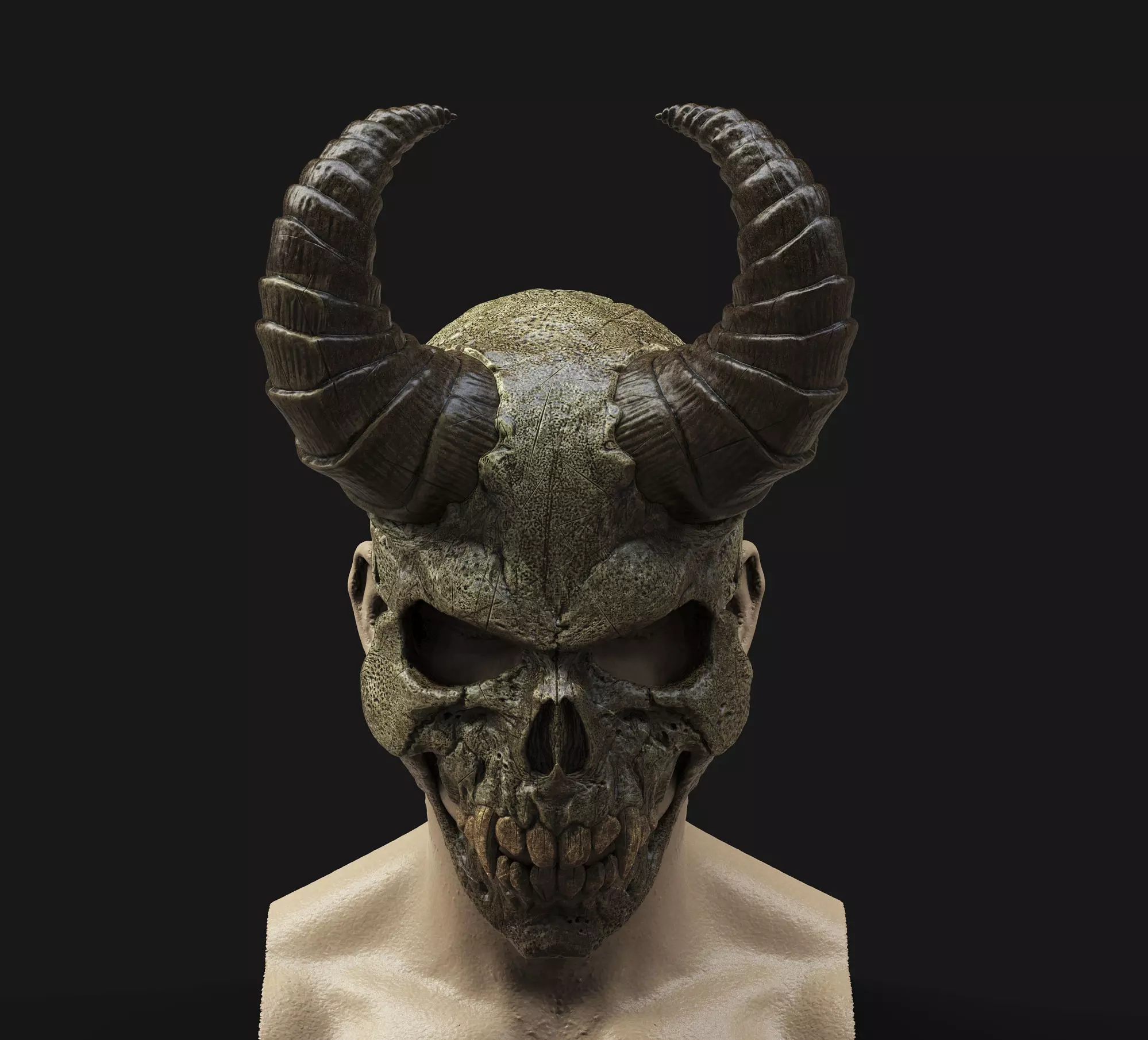 Demon Scull Mask - mobile jaw 3D print model_0