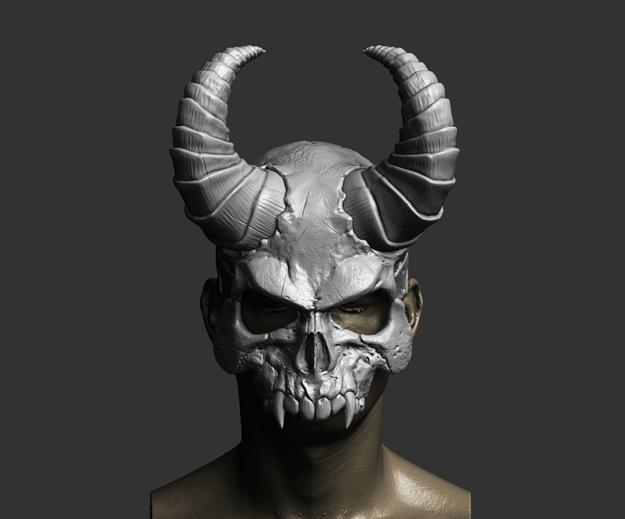 Demon Scull Mask - mobile jaw 3D print model_8
