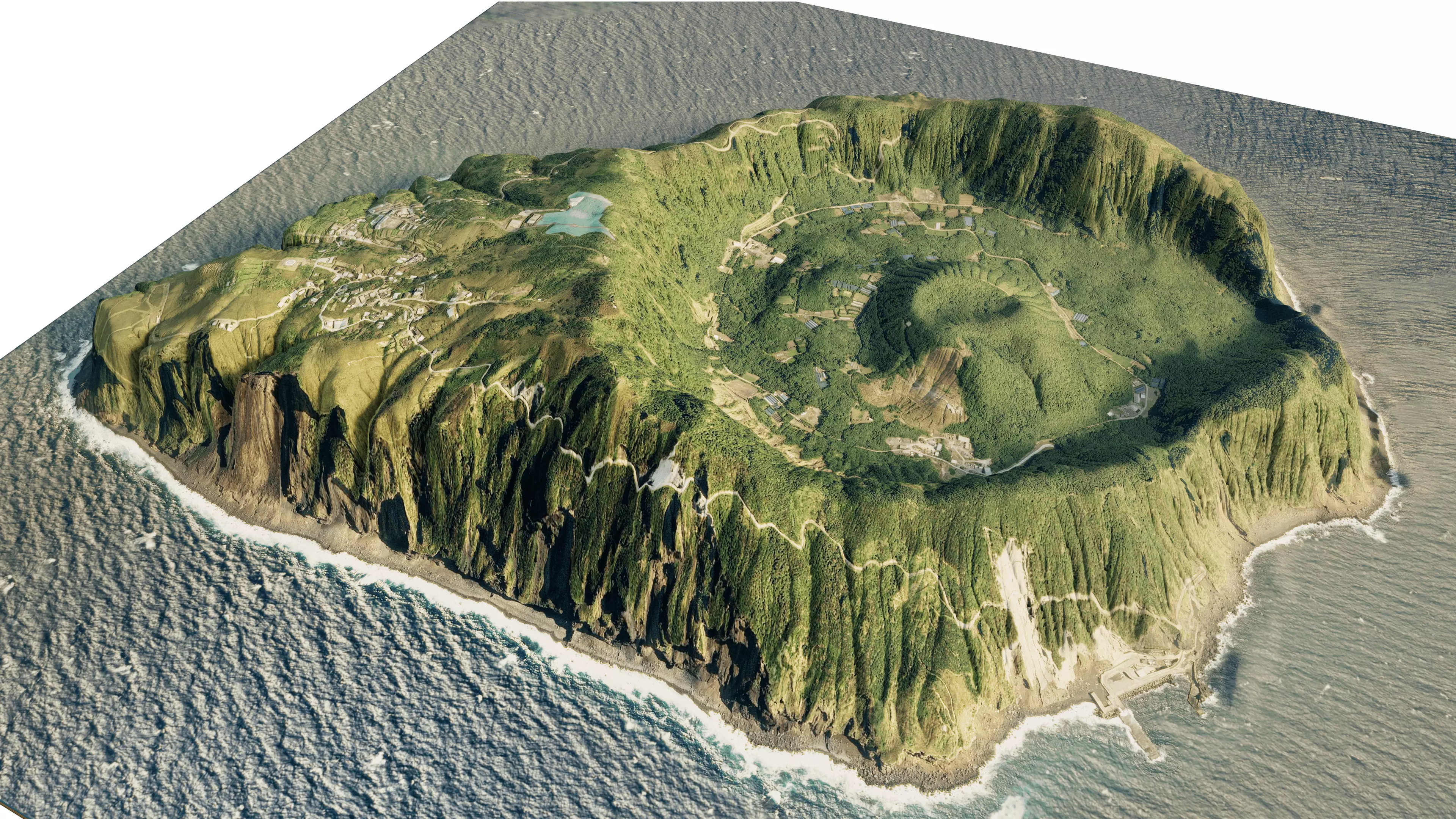 Aogashima island 3d terrain model Low-poly 3D model_0