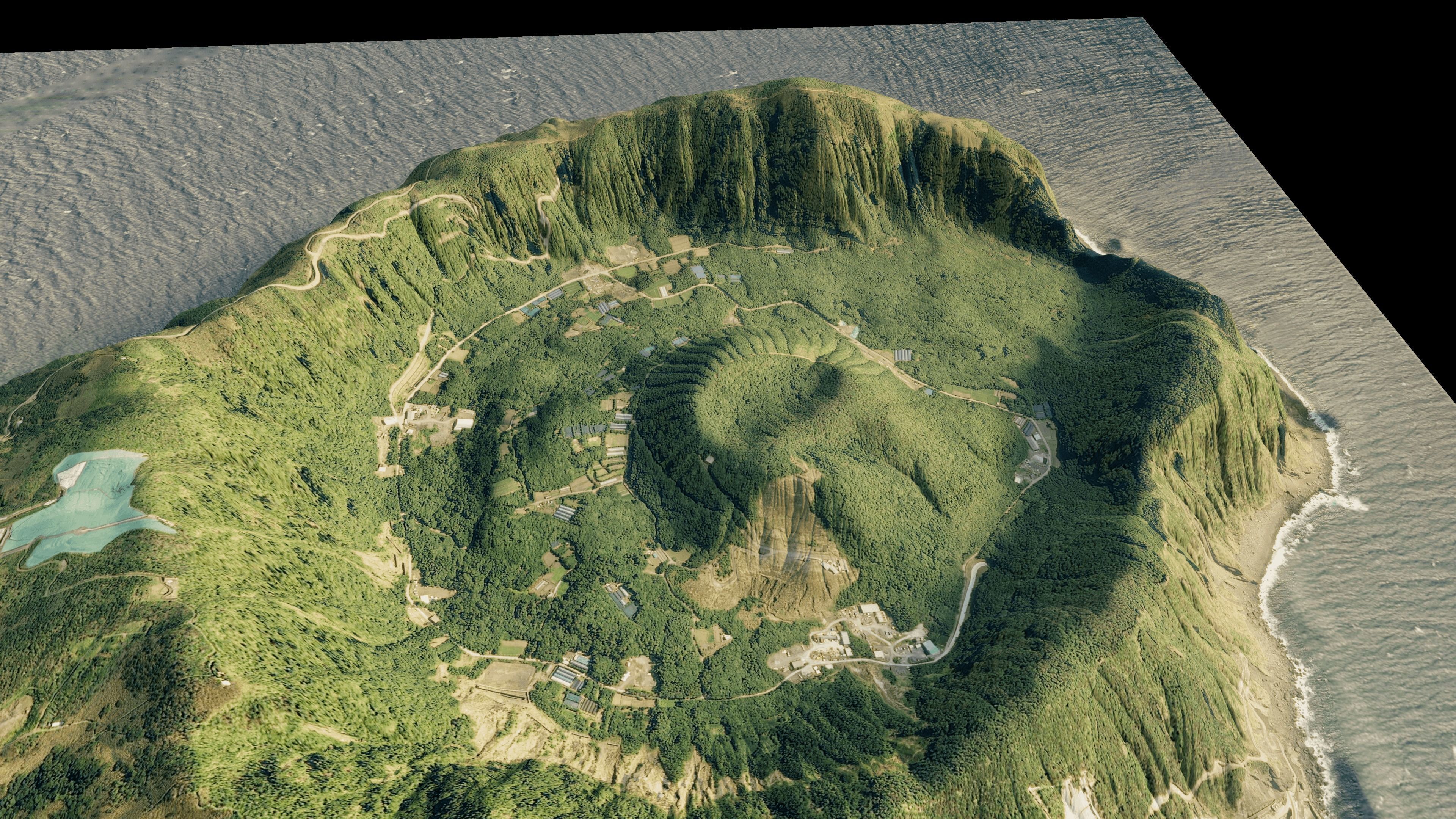 Aogashima island 3d terrain model Low-poly 3D model_2