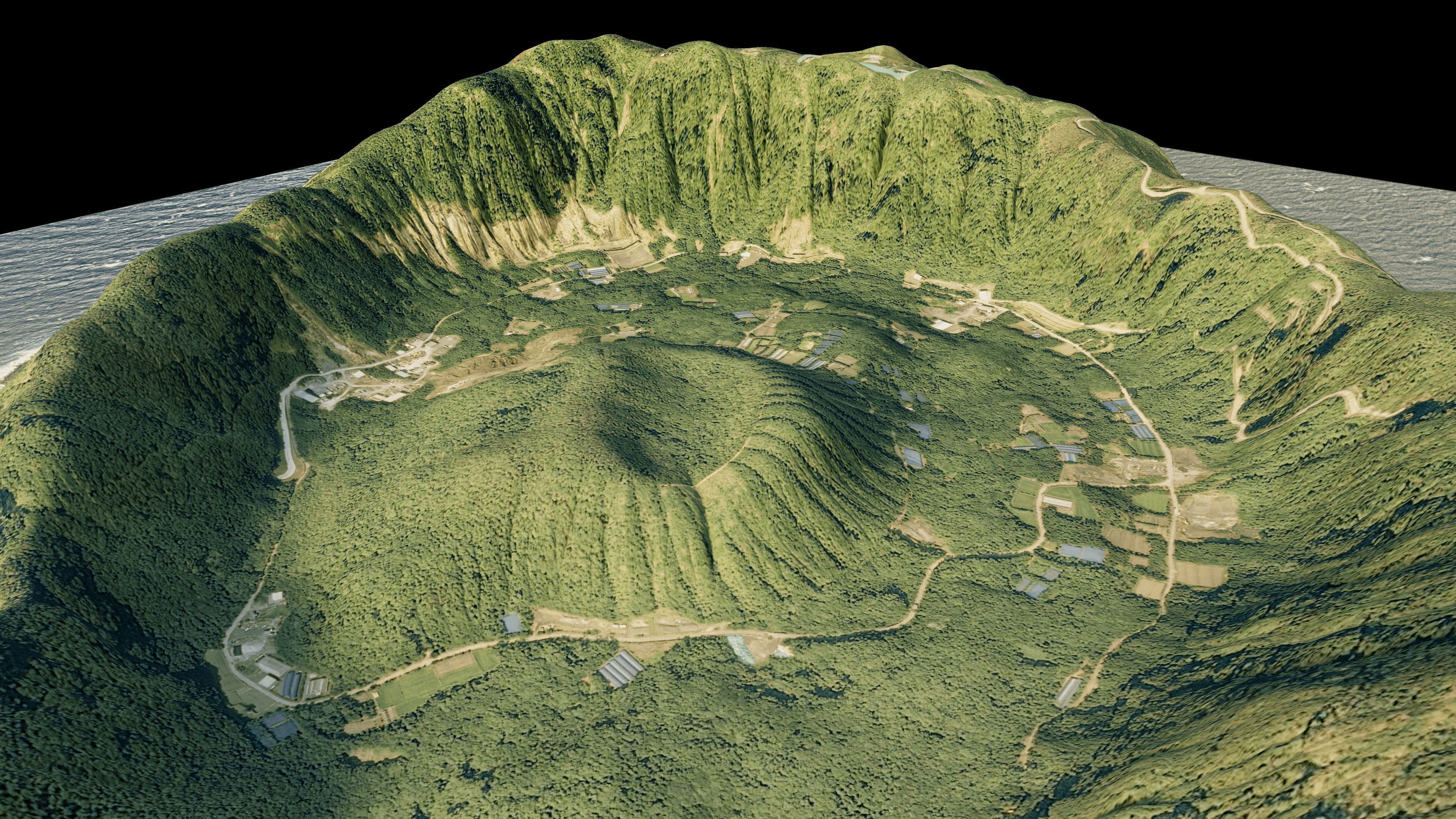 Aogashima island 3d terrain model Low-poly 3D model_6