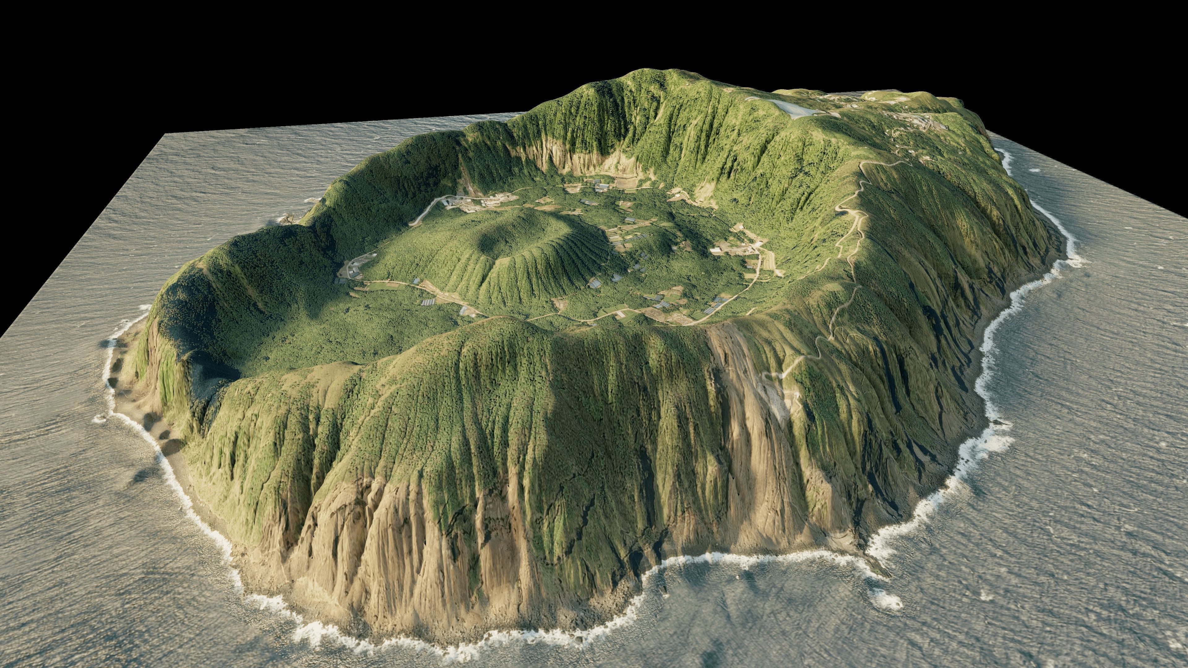 Aogashima island 3d terrain model Low-poly 3D model_10