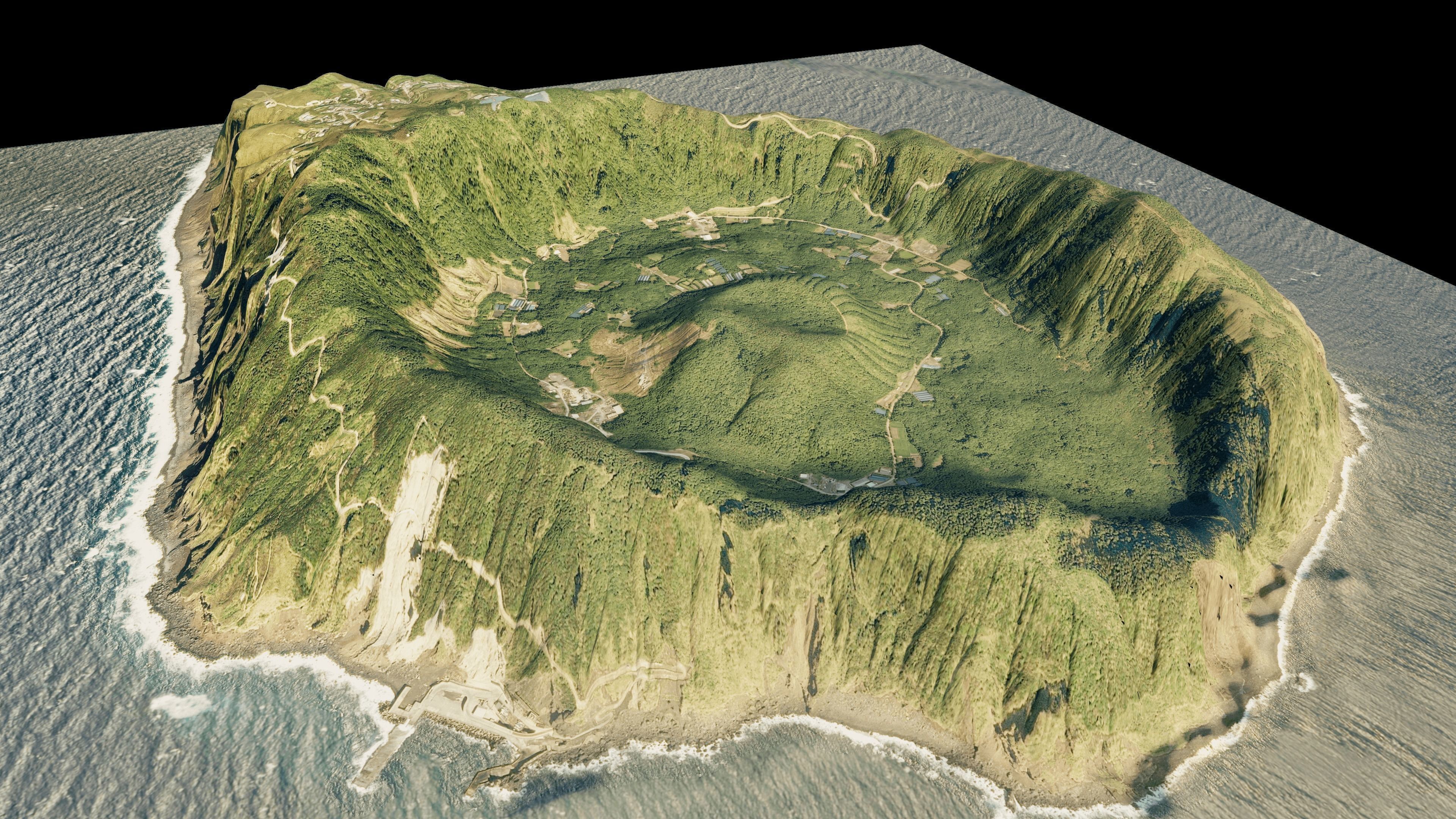 Aogashima island 3d terrain model Low-poly 3D model_5
