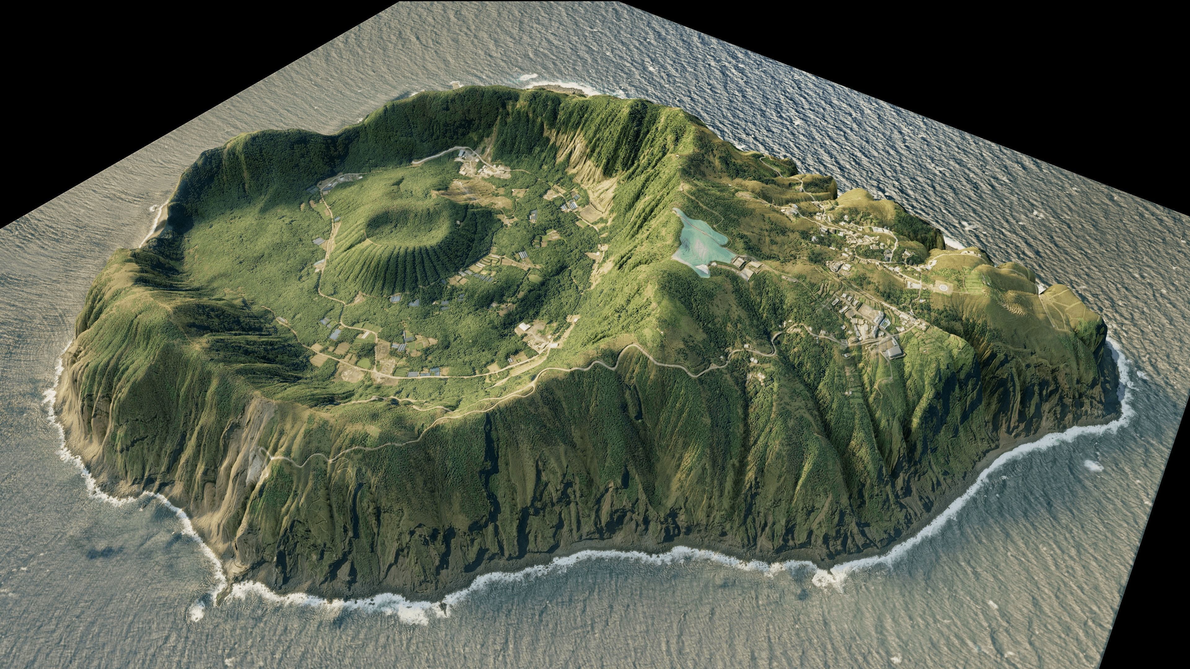 Aogashima island 3d terrain model Low-poly 3D model_8
