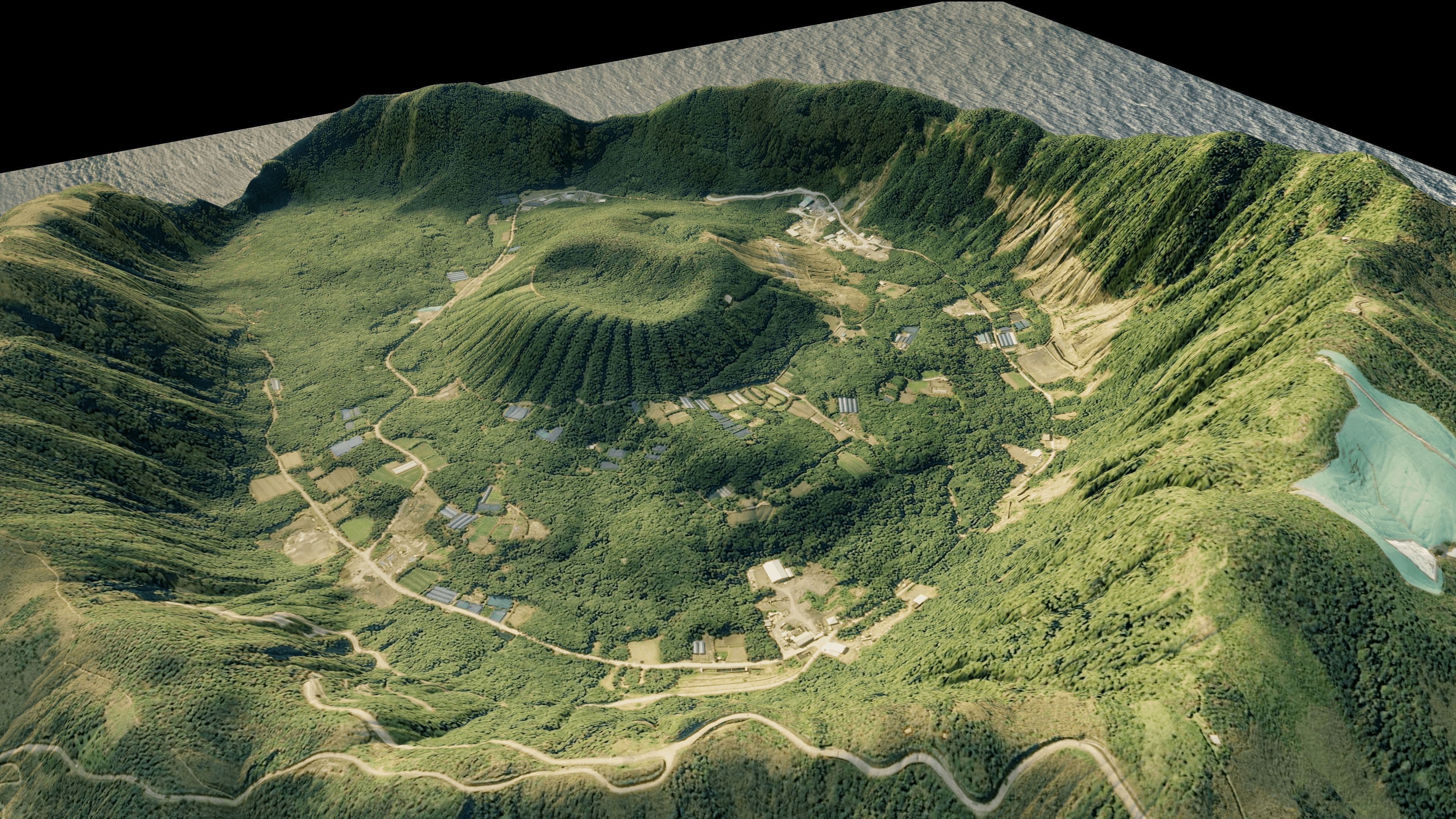 Aogashima island 3d terrain model Low-poly 3D model_9