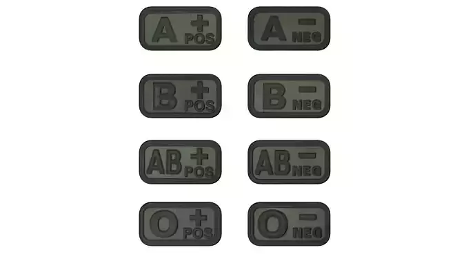 Blood Group Patches Low-poly 3D model